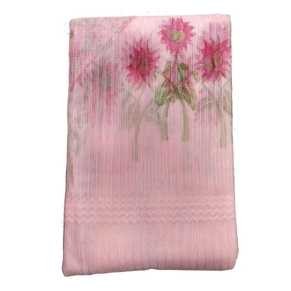 Generic Double Bed 6X7 ft Polyester and Cotton Flower Print Mosquito Net (Cream)