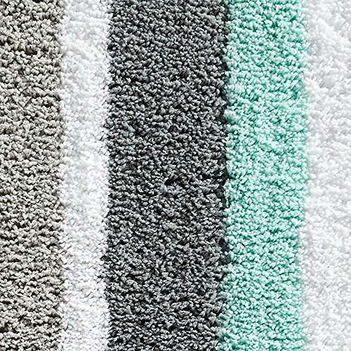 iDesign Stripz Bath, Machine Washable Microfiber Accent Rug for Bathroom, Kitchen, Bedroom, Office, Kid's Room, 21" x 34", Mint and Gray 6