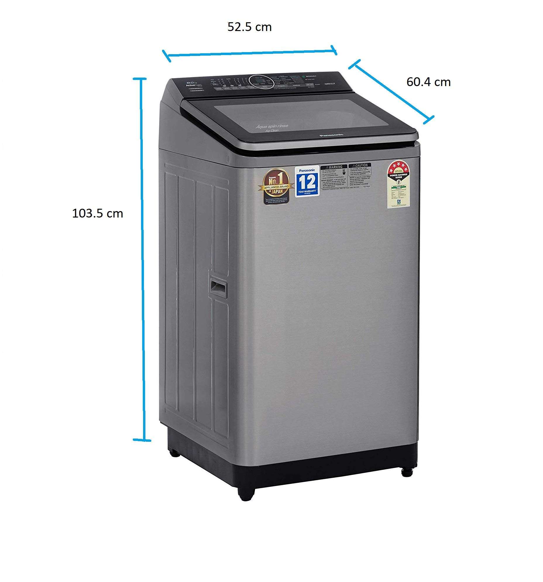 Panasonic 8 kg Built-in Heater Fully-Automatic Top Loading Washing Machine (NA-F80S8SRB,Stainless Steel, Active Foam System) with Built in Heater, EcoNavi, Gentle Hand Wash 5