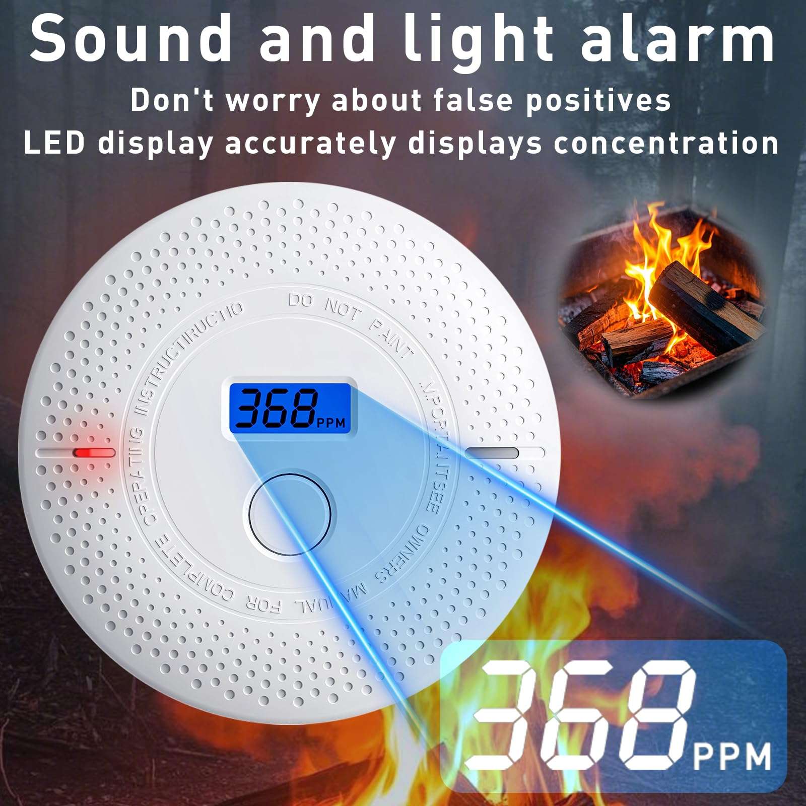 Smoke and Carbon Monoxide Detector, 2 in 1 Smoke Detector, LED Warning Light Indicators, 10 Year Battery (White), 6 Pack 4