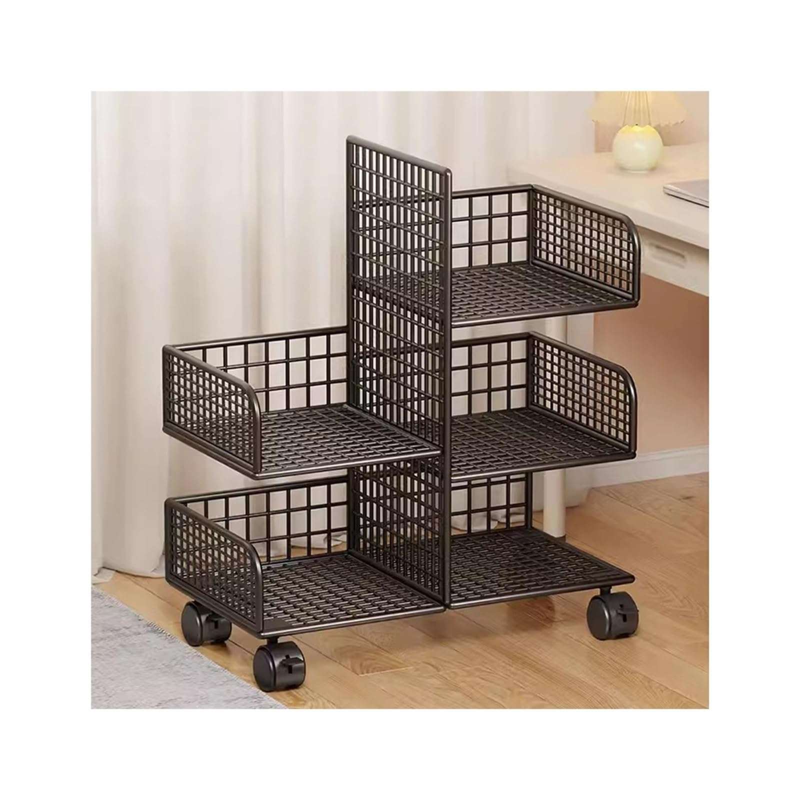 FURUIM2024M Library Storage Cart Bookshelf Storage Movable Table Edge Small Cart Storage Rack Table Edge Cabinet Rolling File Cart 1