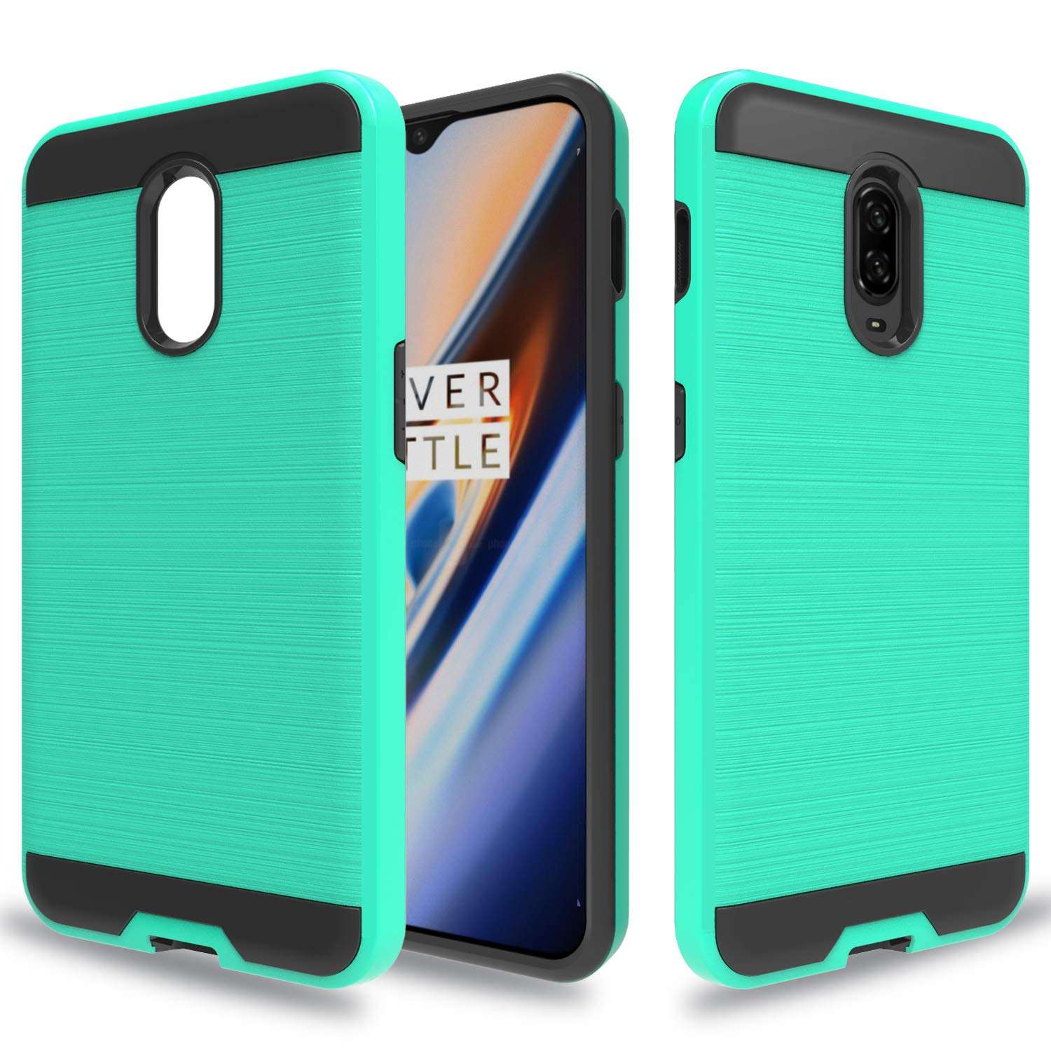 Wtiaw:OnePlus 6T Case,OnePlus 6T McLaren Case,1+6t Case(2018),OnePlus 7 Case,OnePlus 7 Phone Cases,OnePlus 6T Phone Cases,Brushed Metal Texture Dual Layer Defender Case for One Plus 6T-CL Mint 1
