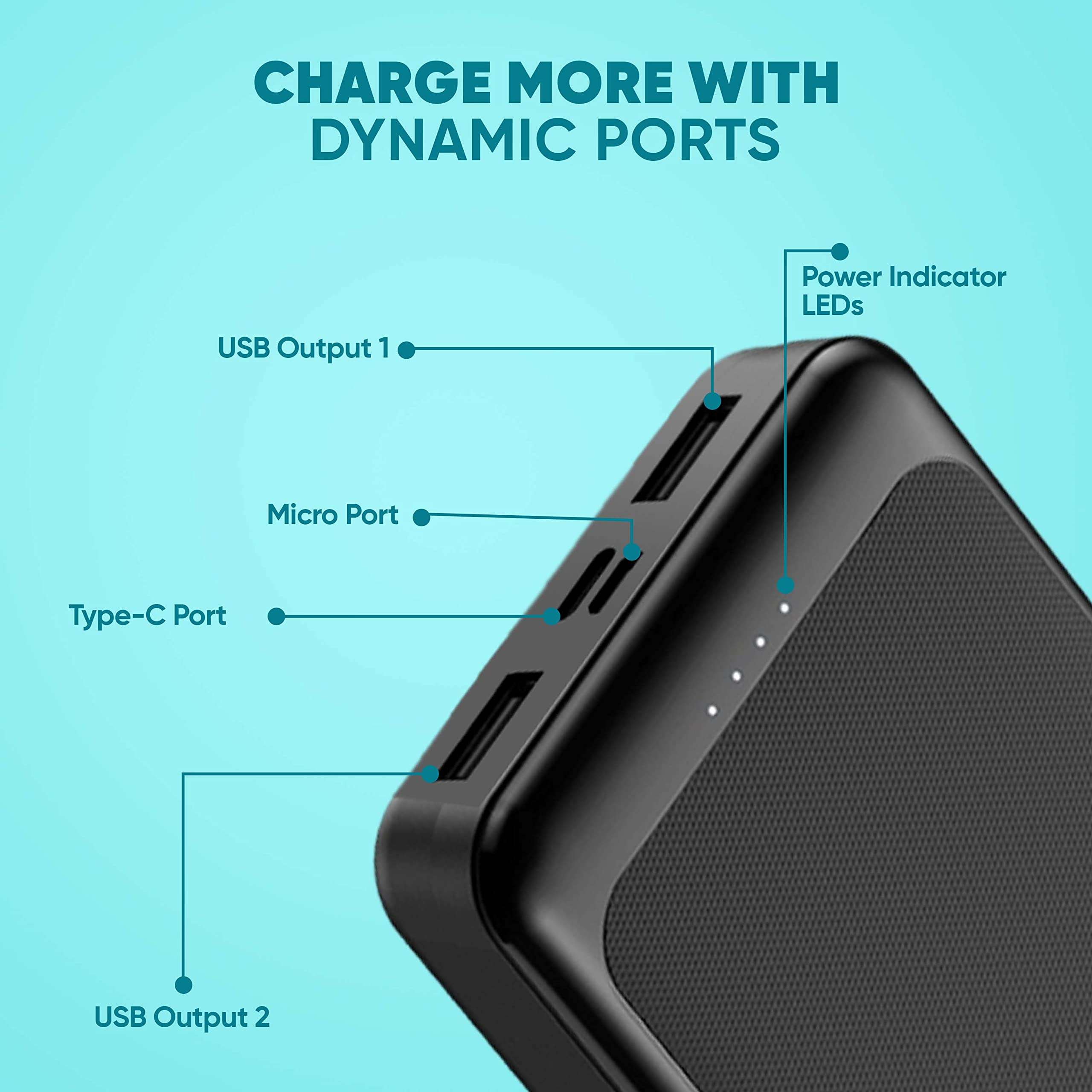 CELLECOR (CLPB-20) 20000mAH Lithium Polymer Power Bank | 18W Fast Charge | Dual USB Output | Dual Input-Type C & Micro USB | Power LEDs Indicator (Black) 5