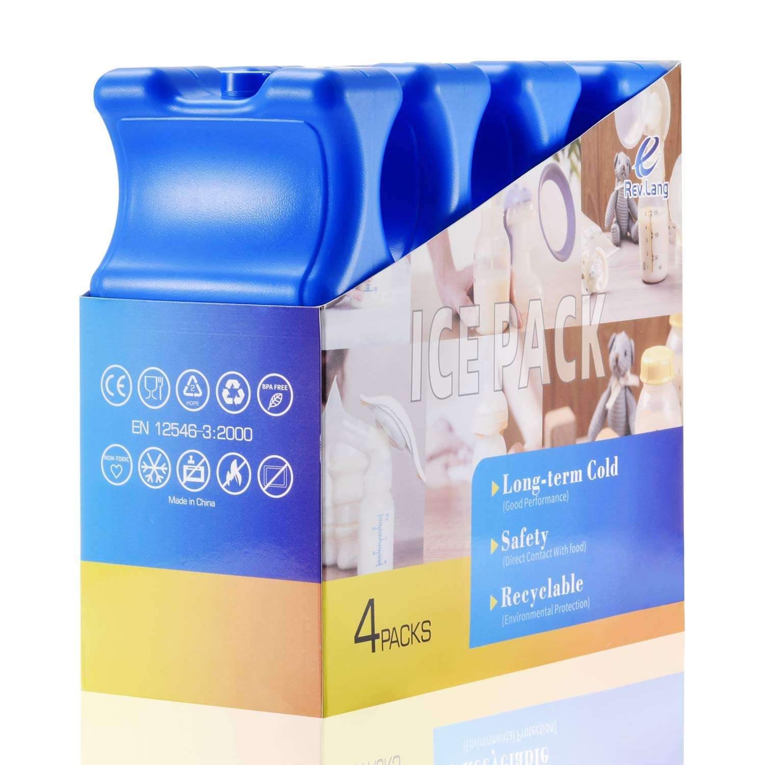 5 Pack Slim Ice Pack Brick Reusable Long Lasting Cold Thin Freezer Packs Cooler Accessories for Lunch Boxes Bag, Beach, Camping & Fishing 3