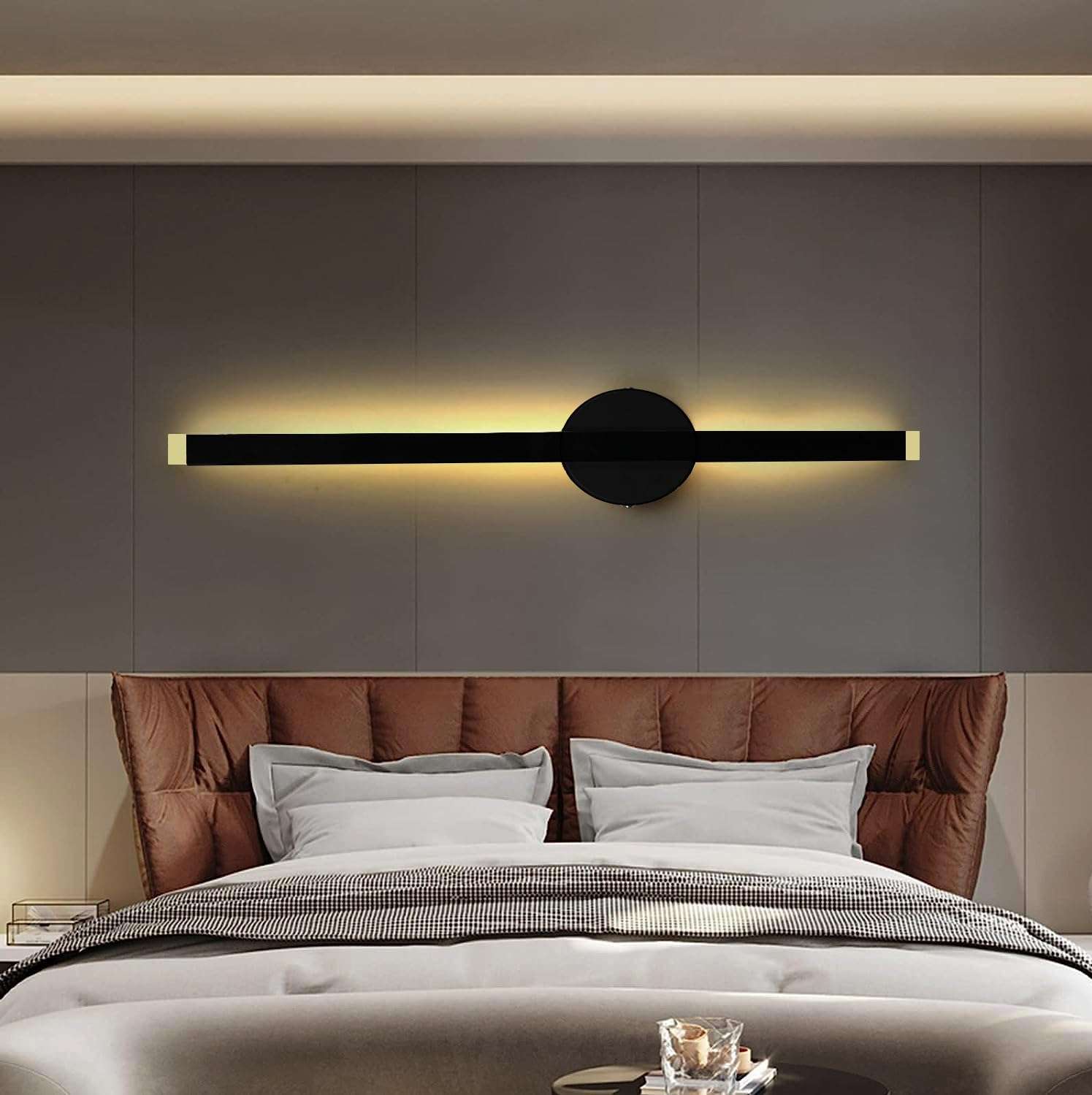 Groeien Metal, Acrylic 15w Modern LED Long Wall Sconce Black Wall Light for Bedroom Living Room Corridor Lighting Fixtures Wall Mount (Black(47cm), 1) 5