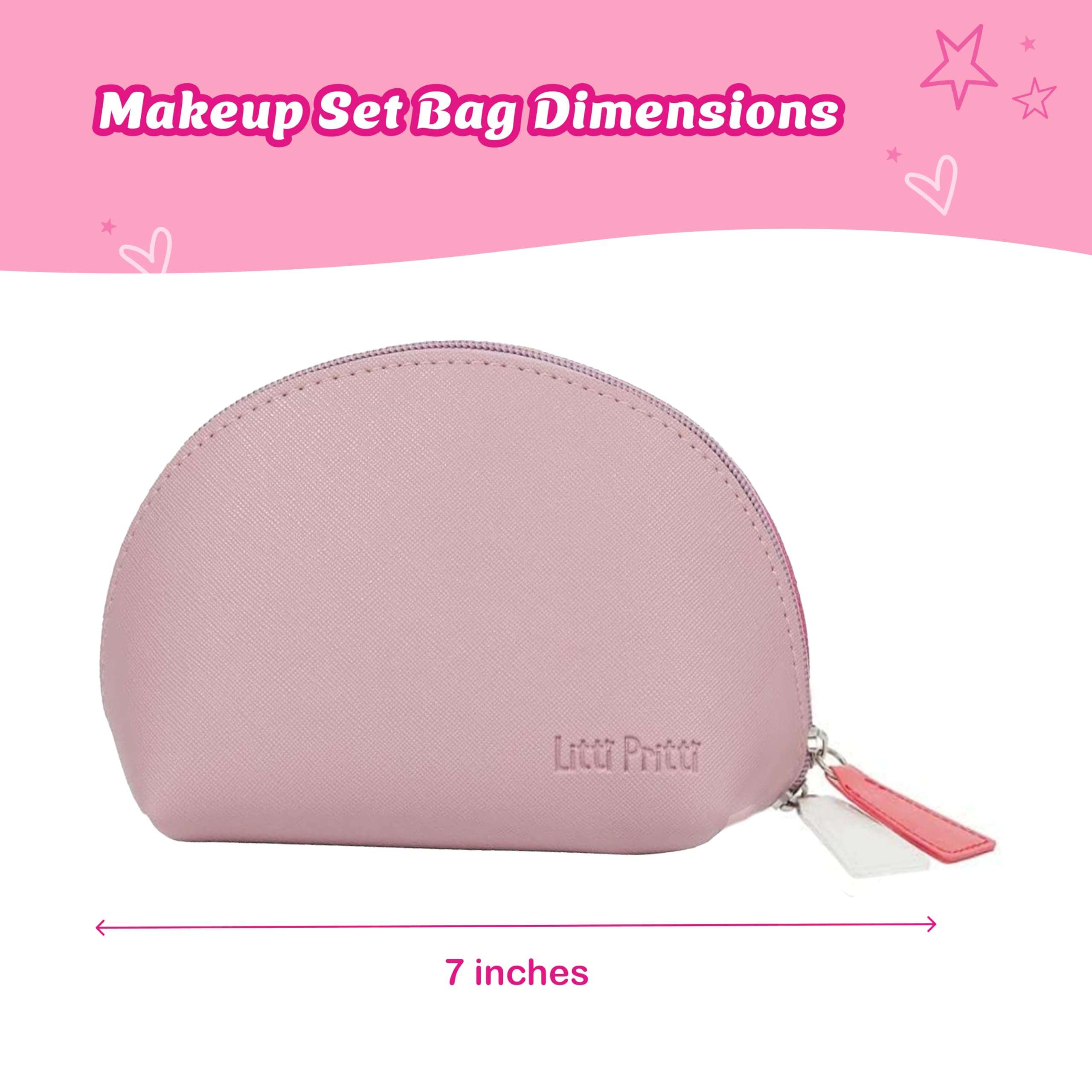 Litti Pritti Toddler Makeup Kit - Pretend Make up 11-Piece Play Makeup Set for Little Girls Age 3 and Up - Kids Cosmetic Bag Includes Brushes, Lipstick, Nail Polish - Pretend Play Toddler Girl Toys 3