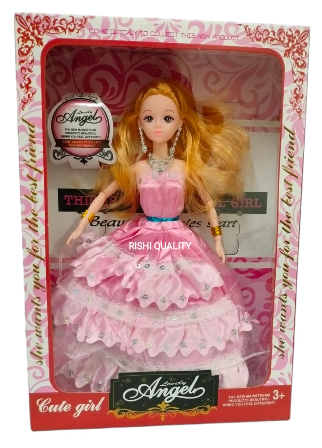 RISHI QUALITY Beautiful Dress Doll Toy with Moveable Arms , Hand for Girl. Doll with Accessoires for Playing. Birthday Return, Wedding, Diwali Gift. (Angle Cute Doll)