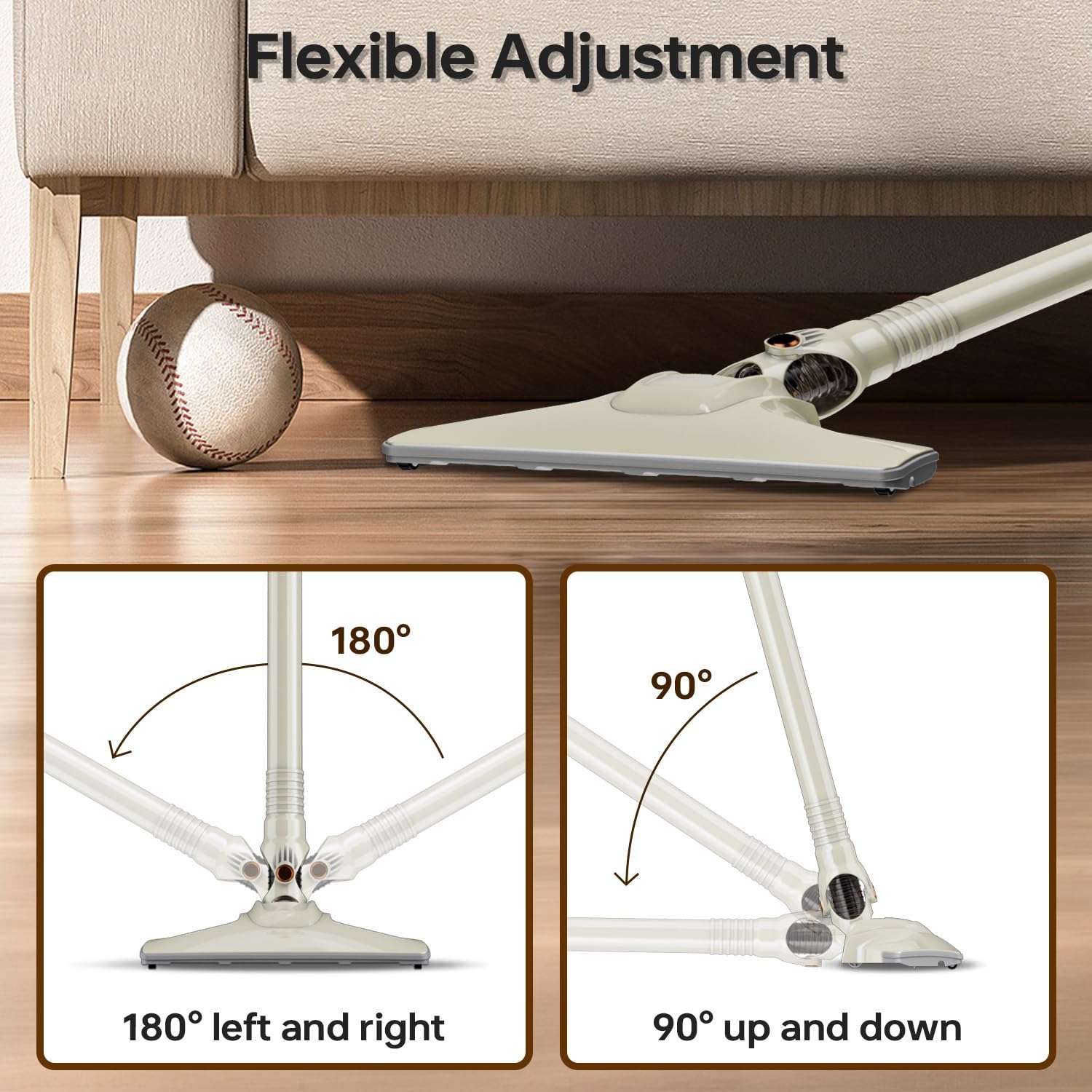 UN1QUE 2 in 1 Handheld & Stick Vacuum Cleaner for Home, 500W Handheld Vacuum with 15000PA Suction, 0.8L Washable HEPA Filter, Adjustable Head, Bagless Dry Vacumming, Deep Clean for Hard Floor, Carpet 5