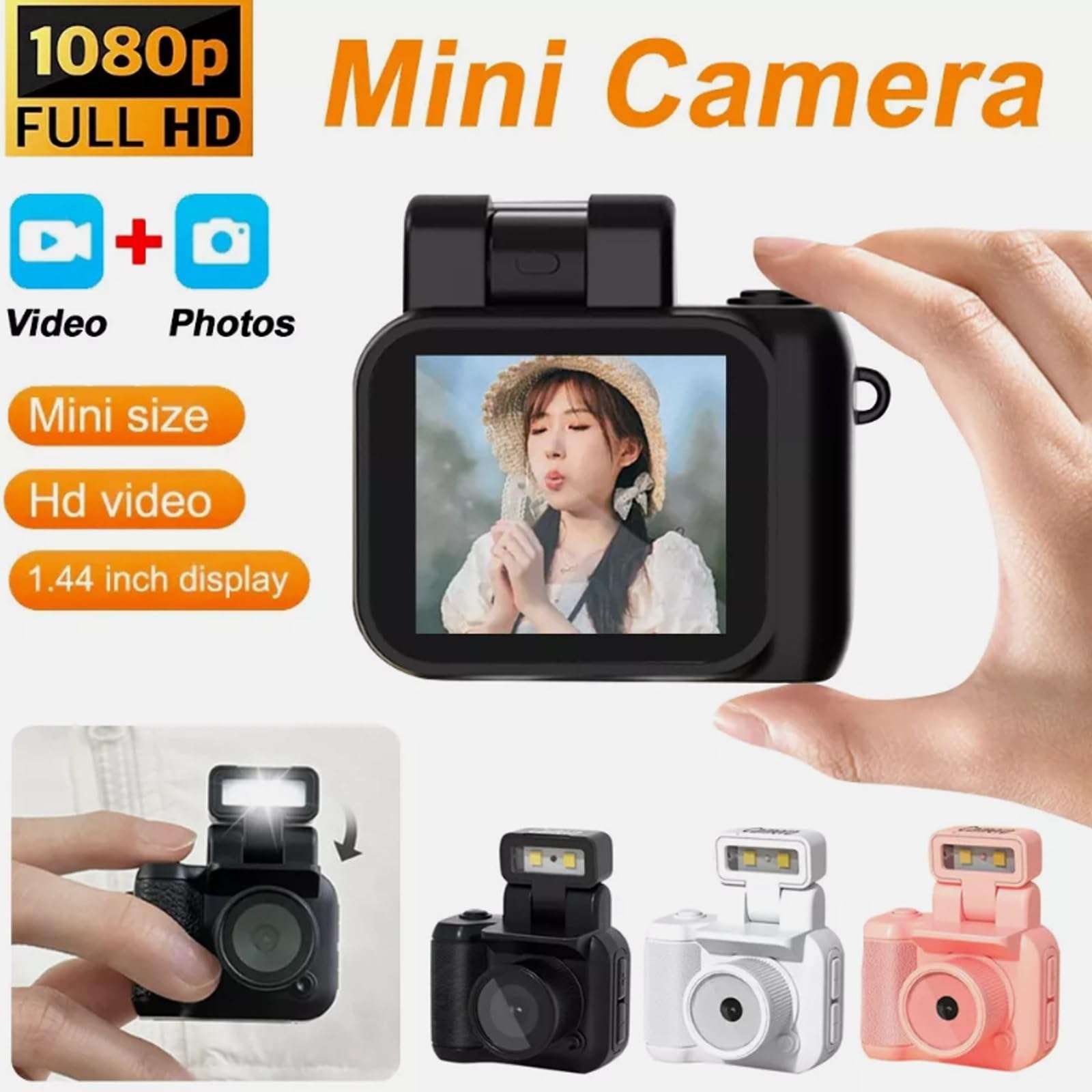 Zchkg Mini Camera, Mini Vintage Camera, Tiny Nostalgic Snap Camera, Portable Chain Camera, 1080p Mini Pixel Mini Thumb Sized Camera Keychain, for Students Kids with Eight Filters(Black,Ordinary 5