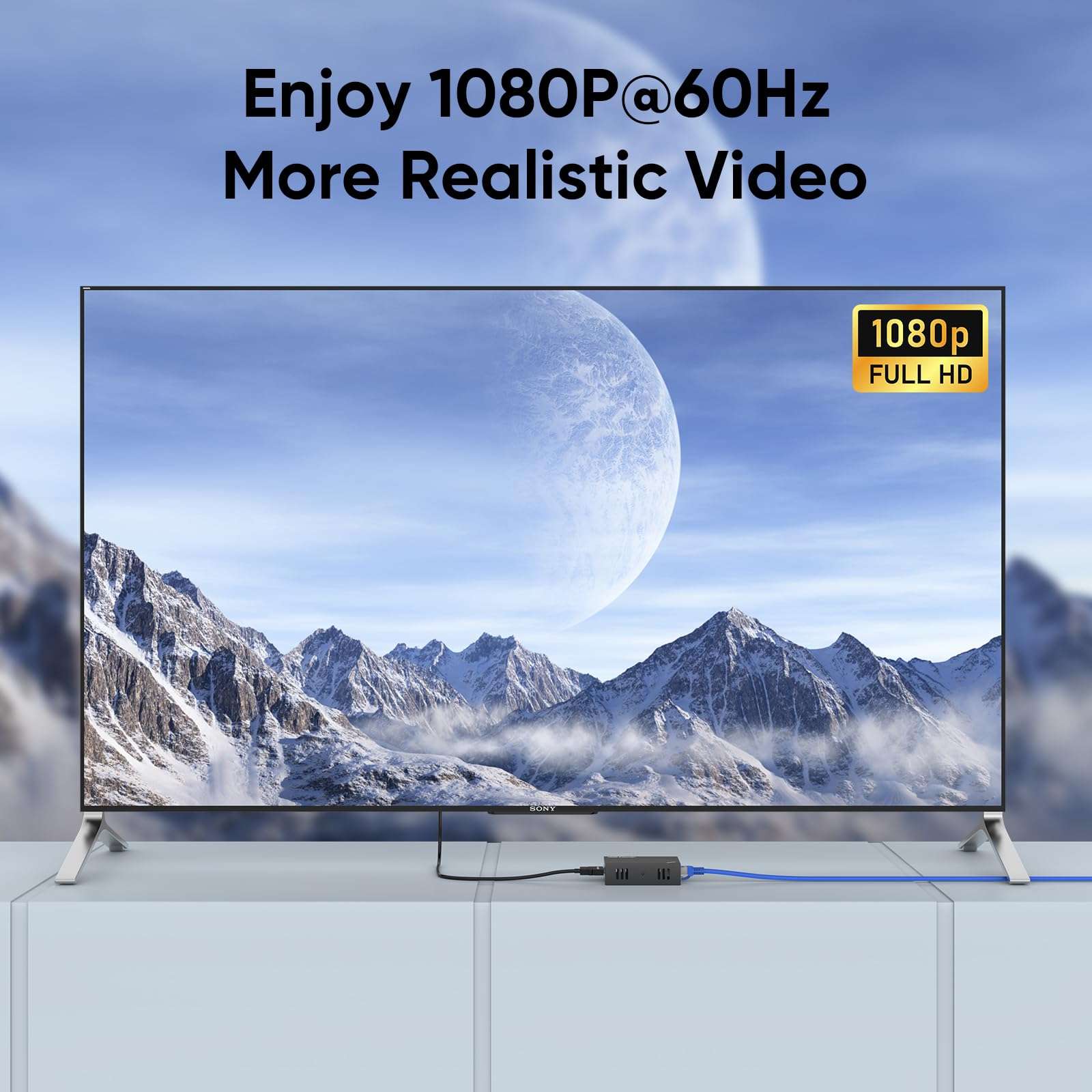 HDMI Extender Splitter 1x2, HD1080P@60Hz & 3D Visual, Extending 165ft (50m) Length Transmission Over CAT5e/CAT6/CAT7 Cable, 2 Channel Transmission with 2 HDMI Loop Out1 3