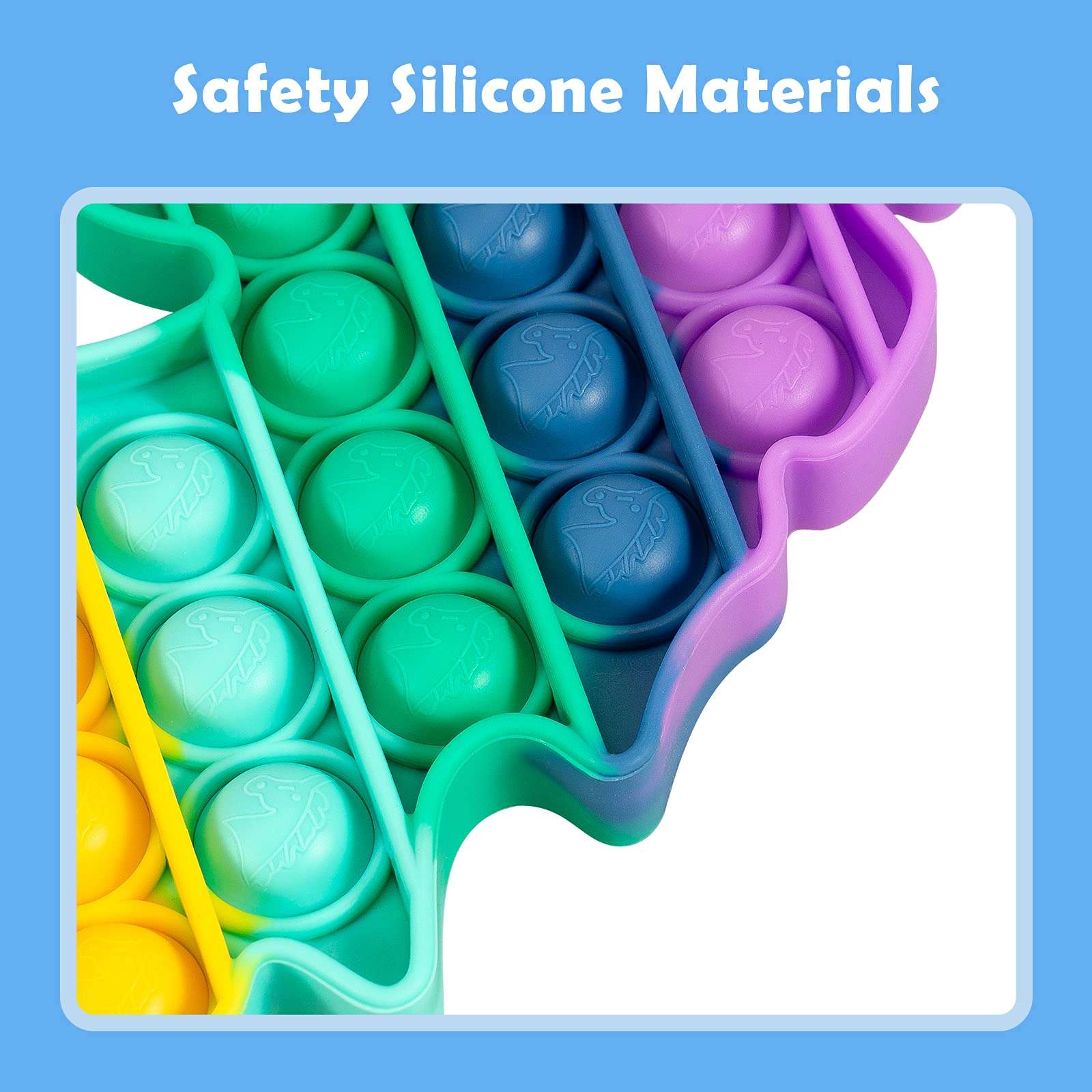 Fescuty Rainbow Unicorn Dinosaur Pop Stress Relief Fidget Toys Heart Sensory Toys Autism Learning Materials for Anxiety Stress Relief Squeeze Toy Class Rewards Students Party Gifts for Kids 4