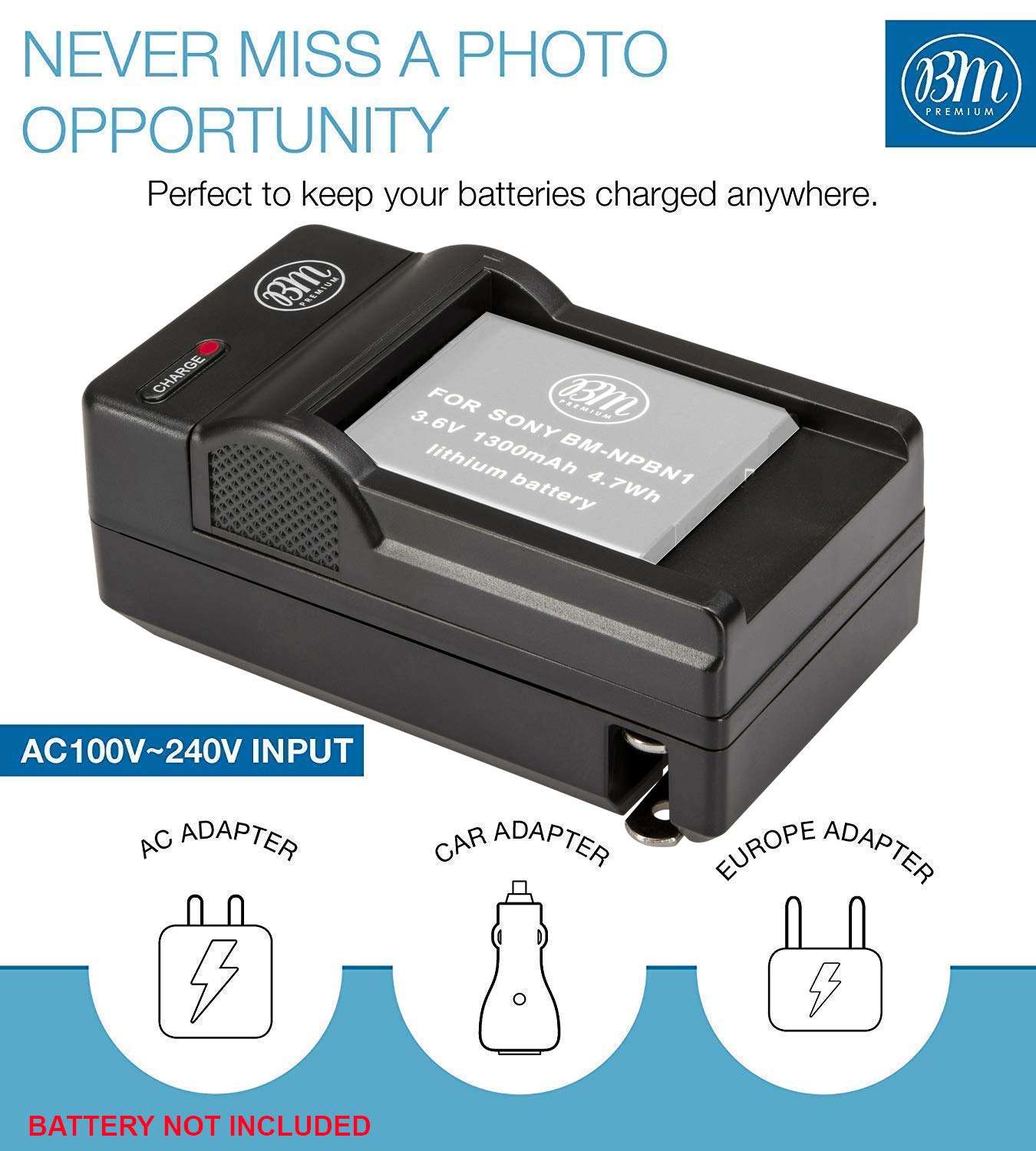 BM Premium BC-CSN Replacement Battery Charger for Sony NP-BN1 Battery 2