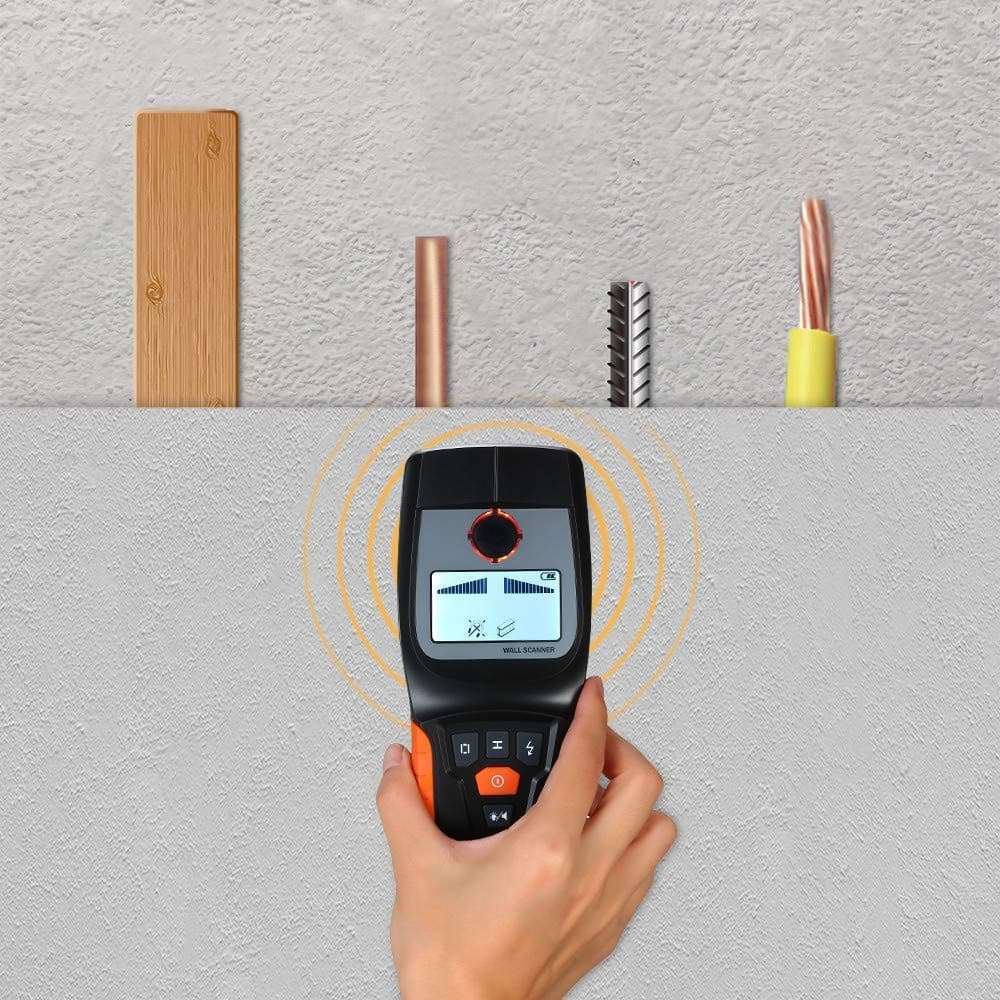 U5GAAALPPQ9 Stud Finder Sensor Wall Scanner 4 in 1 Multifunctional Electronic Wall Center Sensor Detector with Sound Warning for Wood Live AC Wires Metal Studs Detection 5