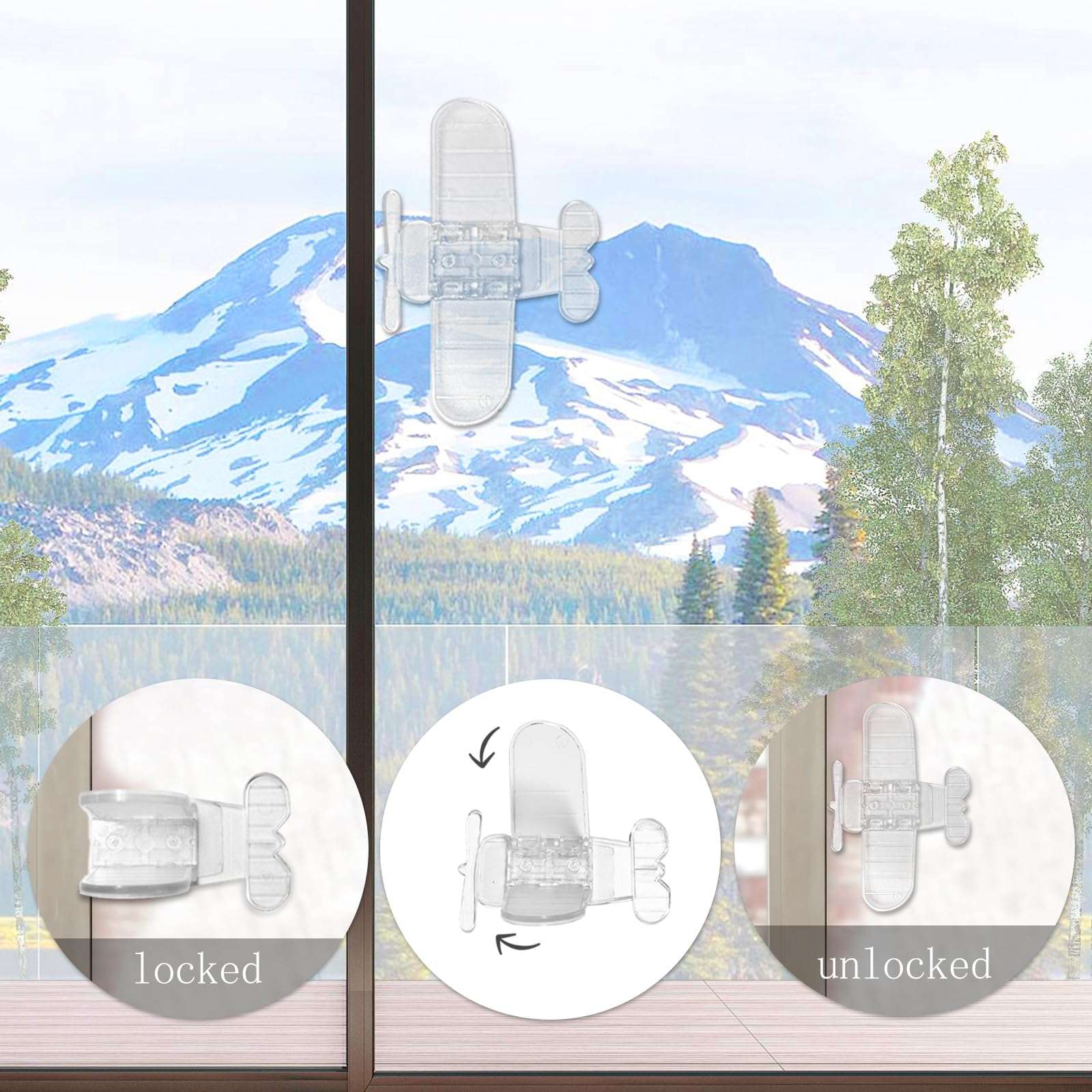 4PCS Sliding Door Lock for Limiting Opening Space, No Drill Sliding Glass Door Stopper, Patio Door Locks for a Sliding Glass Door, Sliding Door Security Lock, Sliding Window Lock for Child Proof 5