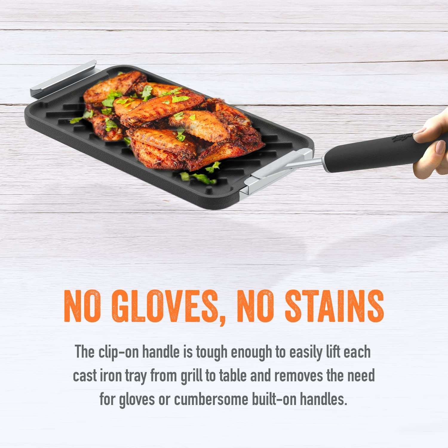Yukon Glory™ SEAR 'N SERVE Cast Iron Grill Pan Set Includes 3 Cast Iron Grilling Baskets & Clip-On Handle - Cast Iron grill pans for stove tops or Outdoor Grills 4