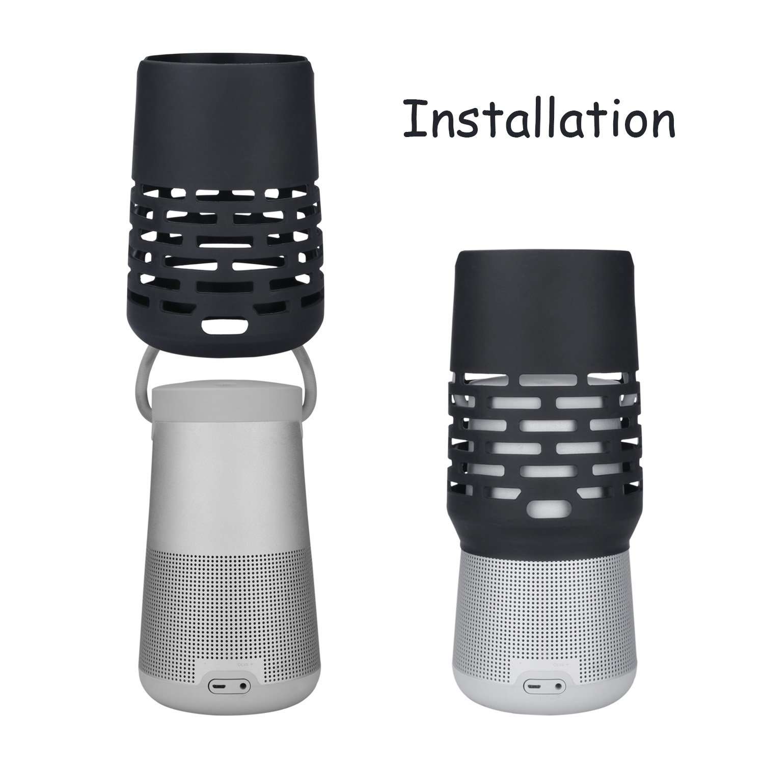 WCJXPKMC Flexible Carry Case Protective Pouch Sleeve Cover Protector for Bose Soundlink Revolve+ Plus/Bose SoundLink Revolve+ (Series II) Bluetooth Speaker (Black) 5