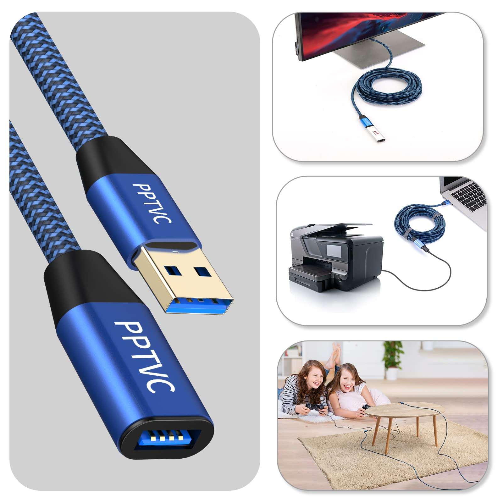 USB Extension Cable 3ft Type A Male to Female USB 3.0 Extension Cord High Data Transfer Compatible with Webcam,Gamepad, USB Keyboard, Flash Drive, Hard Drive, Printer 4
