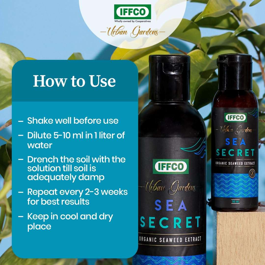 IFFCO Urban Gardens - Doctor Series + Growth Promoter Combo - 600 ML - Neem Oil, Fungi, Sea Secret - Organic Solution to Prevent All Soil & Plant Borne Problems and Improve Abiotic Stress Tolerance 5