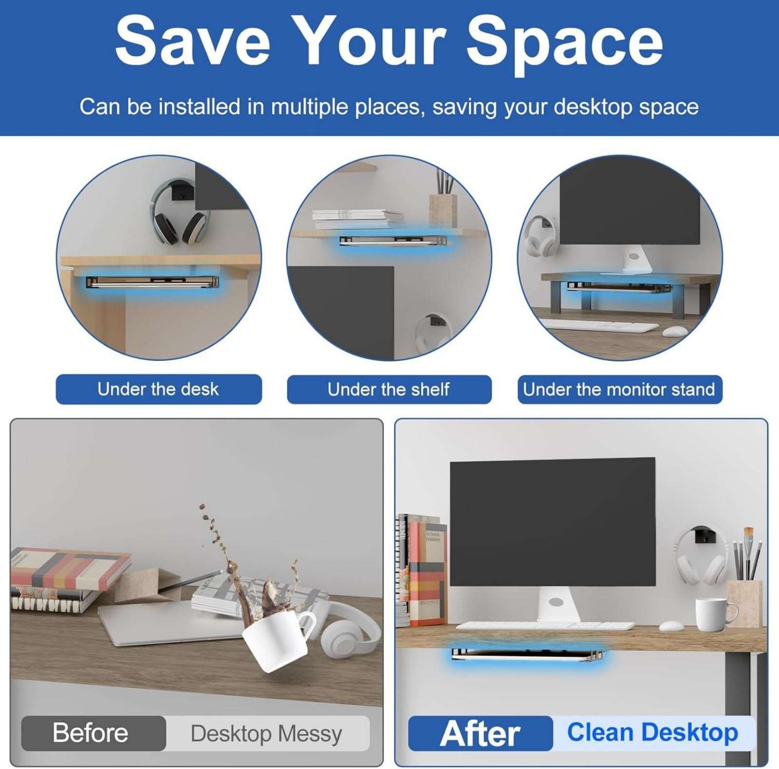 Space Saving Underdesk Laptop Mounting Bracket Metal Shelf Holder with Mounting Screws for Notebook Electronics 3