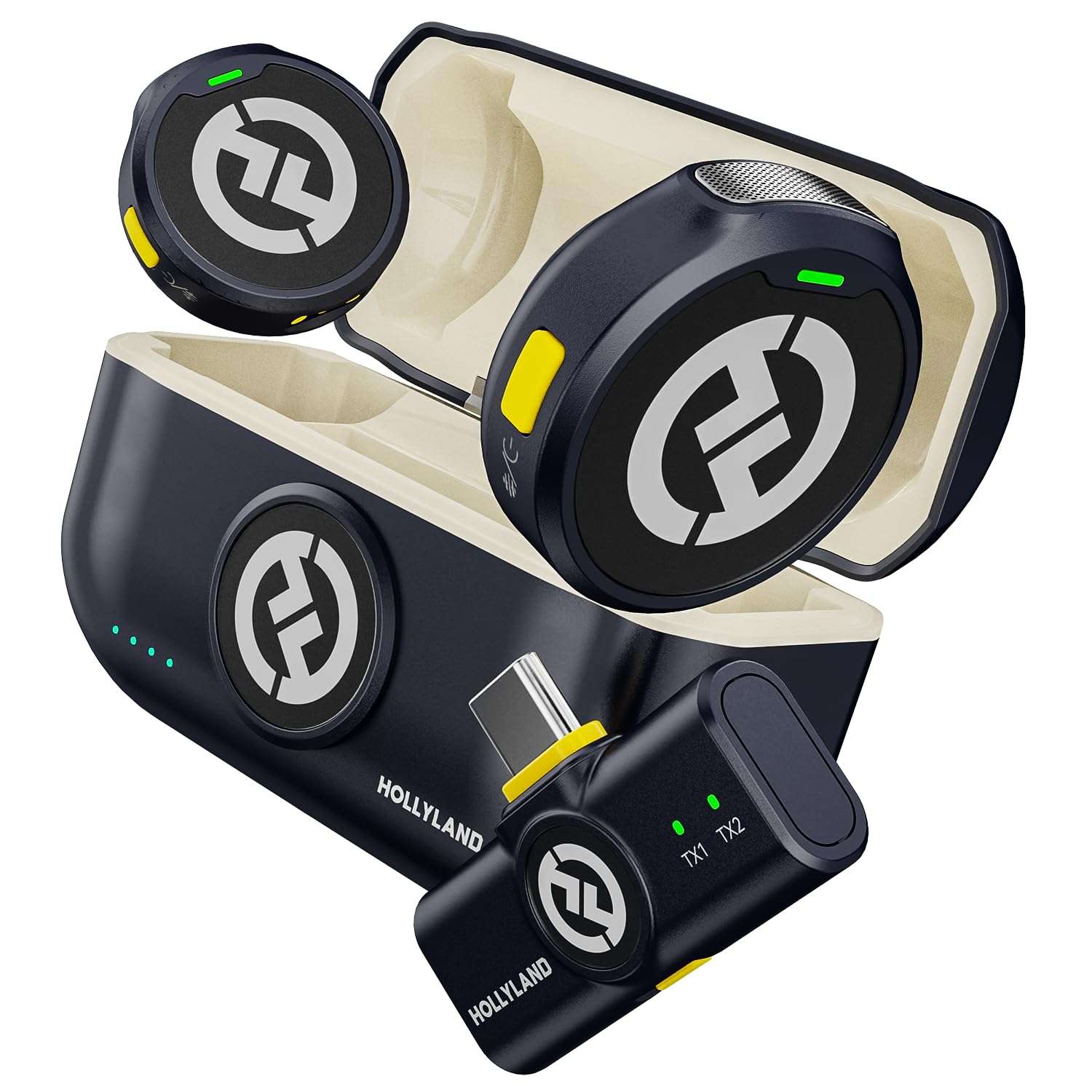 Hollyland Lark M2 Wireless Lavalier Microphone for iPhone 15 & Android, USB C Mini Lapel Microphone Wireless, 1000ft Range, Hi-Fi Audio, Noise Cancellation, 30H Battery for Video Recording, Streaming 1