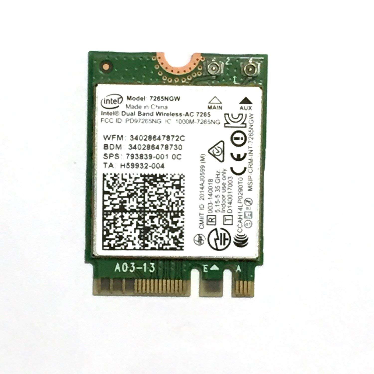 Intel 7265.NGWWB.W 7265 IEEE 802.11ac Bluetooth 4.0 - Wi-Fi/Bluetooth Combo Adapter M.2 2230, 1216 1