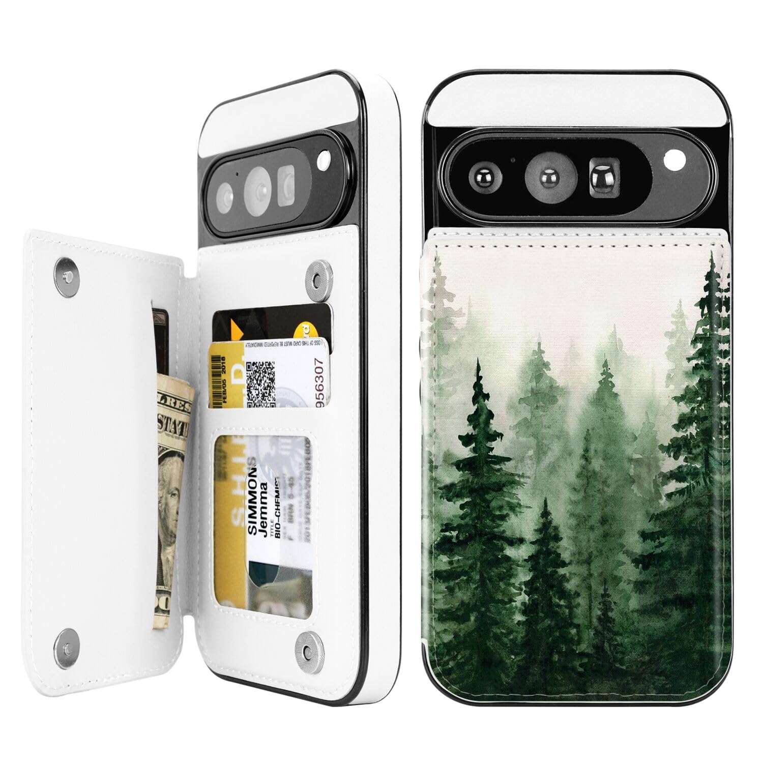 uCOLOR Compatible with Google Pixel 9/9 Pro Wallet Case with Card Holder Slot Folio Flip PU Leather Cover for Women Girls (Forest)