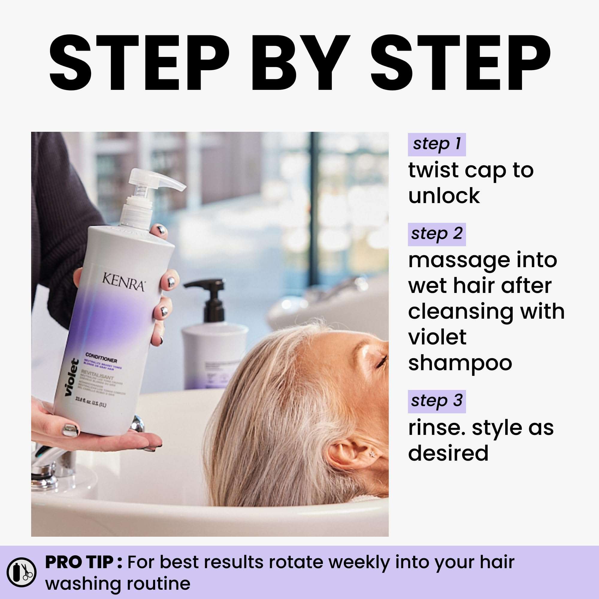 Kenra Violet Conditioner | Eliminates Brassy Tones | Purple Pigment + Deposit | Neutralizes Yellow | Moisturizes Processed Hair | Enhances Vibrancy of Blonde or Gray Hair | Color Safe | 33.8 fl. oz. 5