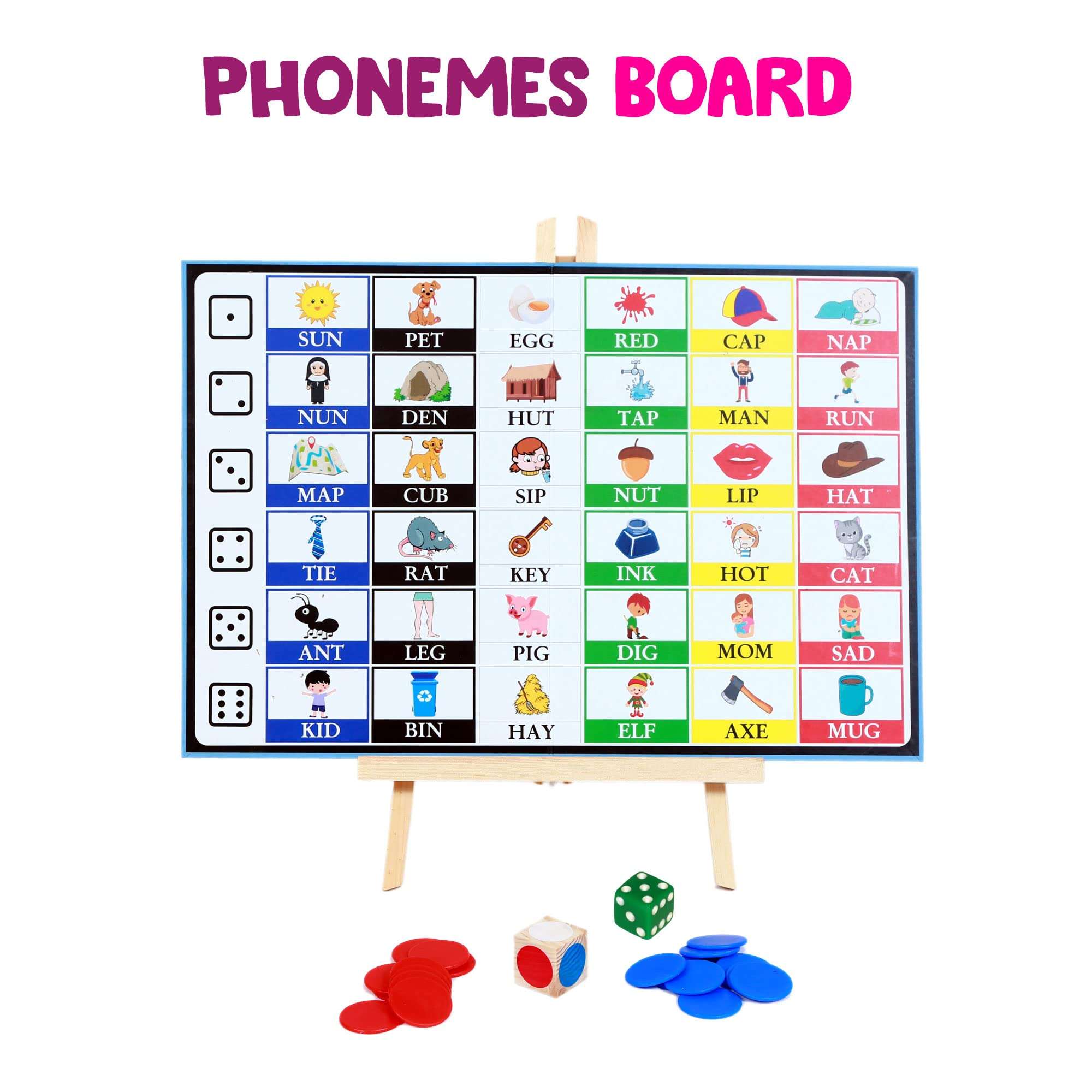 Wonderhood Wooden Phonemes Board Game for 3+ Year Old Boy/Girl/Toddler/Child/Kids- Fun English Learning, Letters, Sound, Word Combination Educational Toy (3-6 Years Children) Pack of 5 3