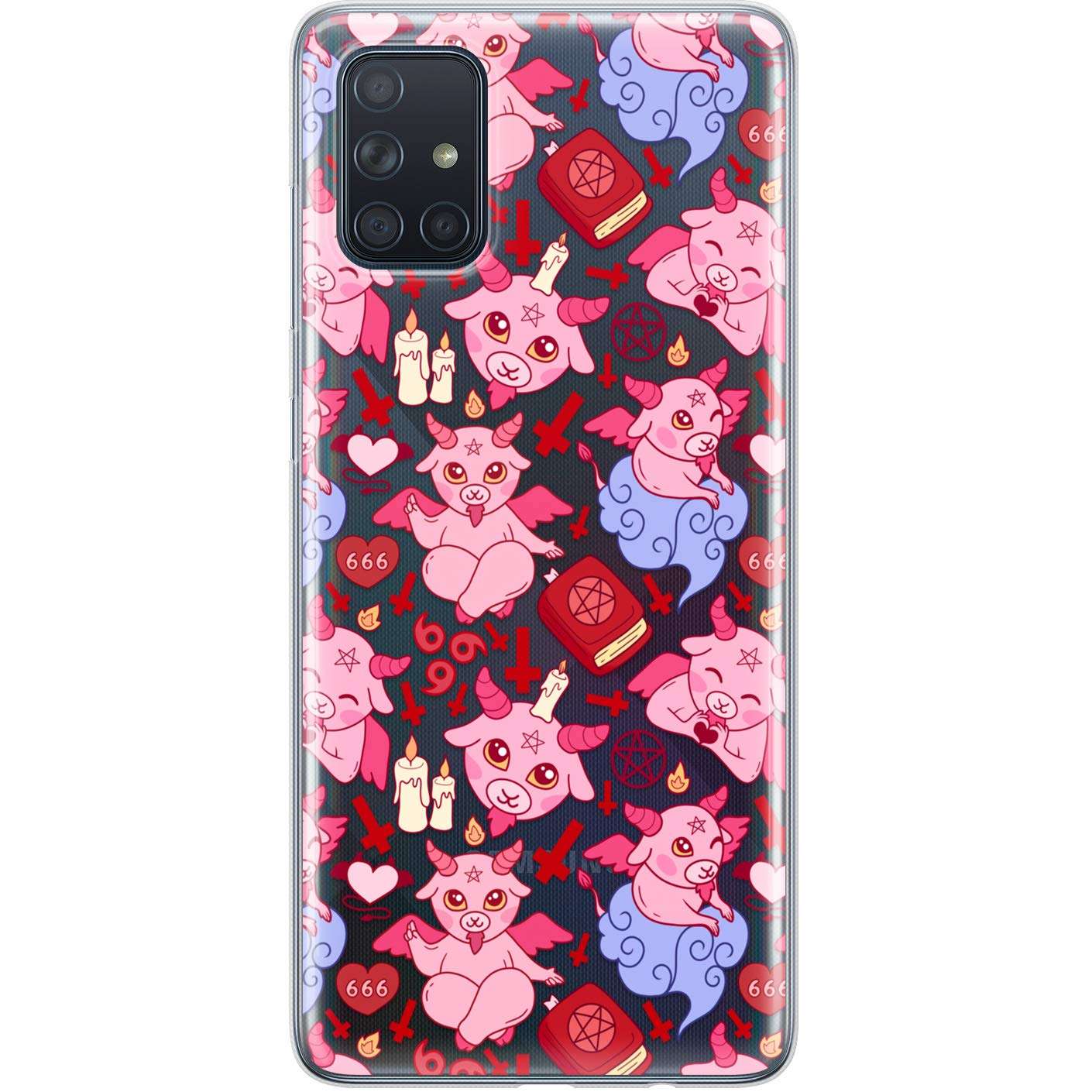 Lexary Altern TPU Case Compatible with Samsung Galaxy A72 A71 5G A70 A51 A50 A20 A11 A01 Occult Print Kawaii Satan Protective Slim Cute Baphomet Silicone Cover Clear Flexible Latin Cross Baby phh354 3