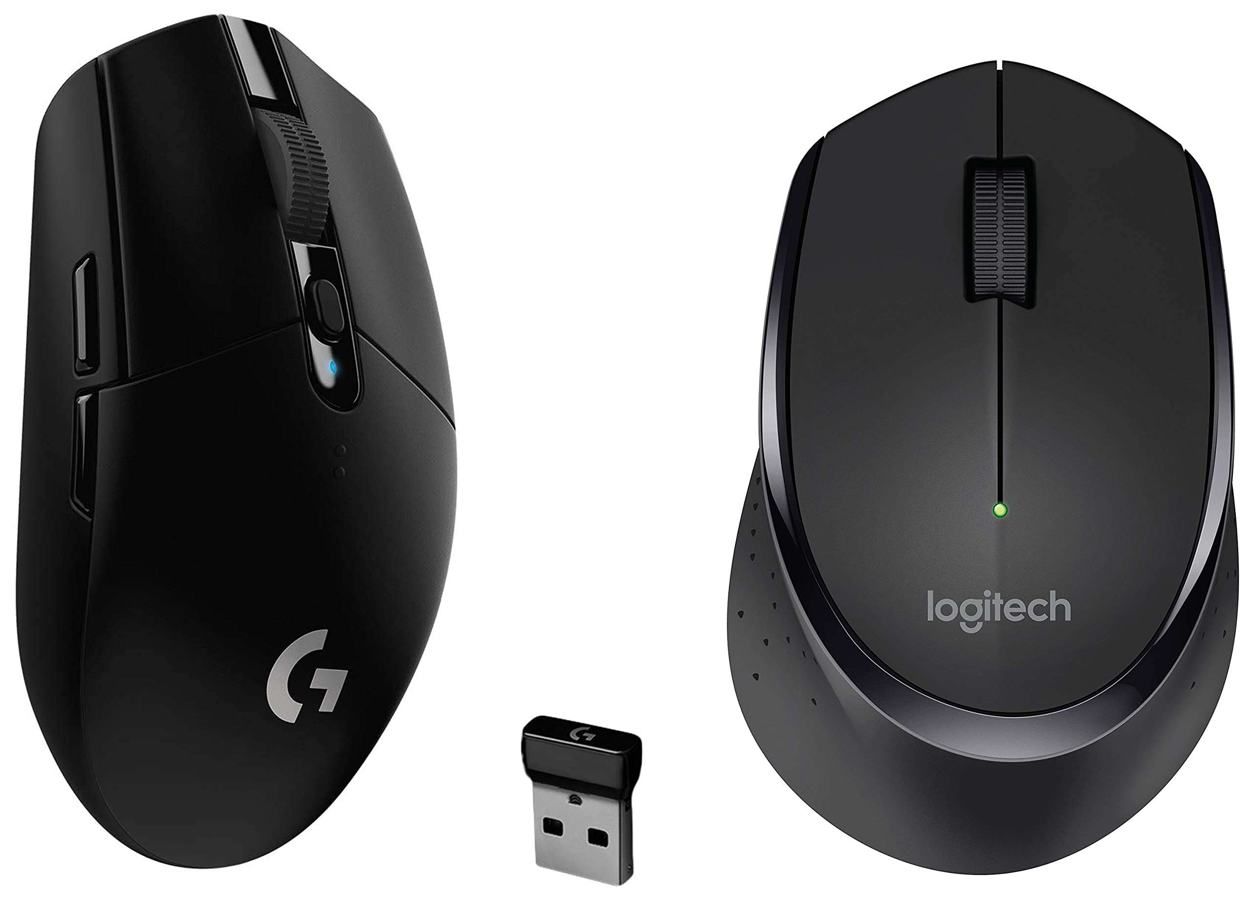 Logitech G304 Lightspeed Wireless Gaming Mouse, Hero Sensor, 12,000 DPI & Logitech M275 Wireless Mouse, 2.4GHz with USB Nano Receiver, 1000 DPI Optical Tracking, 3 Buttons