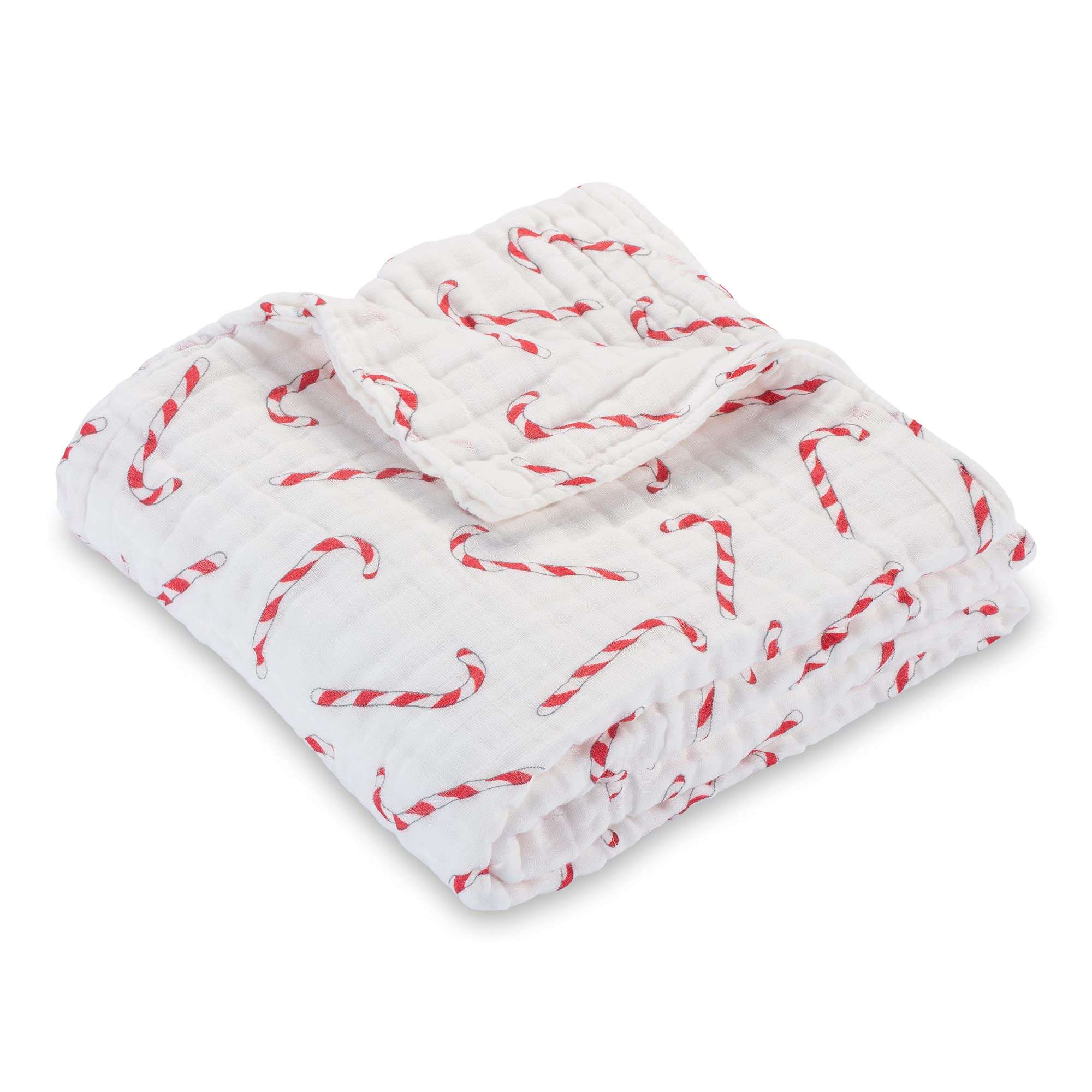 LollyBanks 100% Cotton Muslin Quilt, Large Christmas Candy Cane Throw | Boy, Girl or Gender Neutral Holiday Receiving Blanket for Baby Shower | 6 Soft, Breathable, Lightweight Layers 1