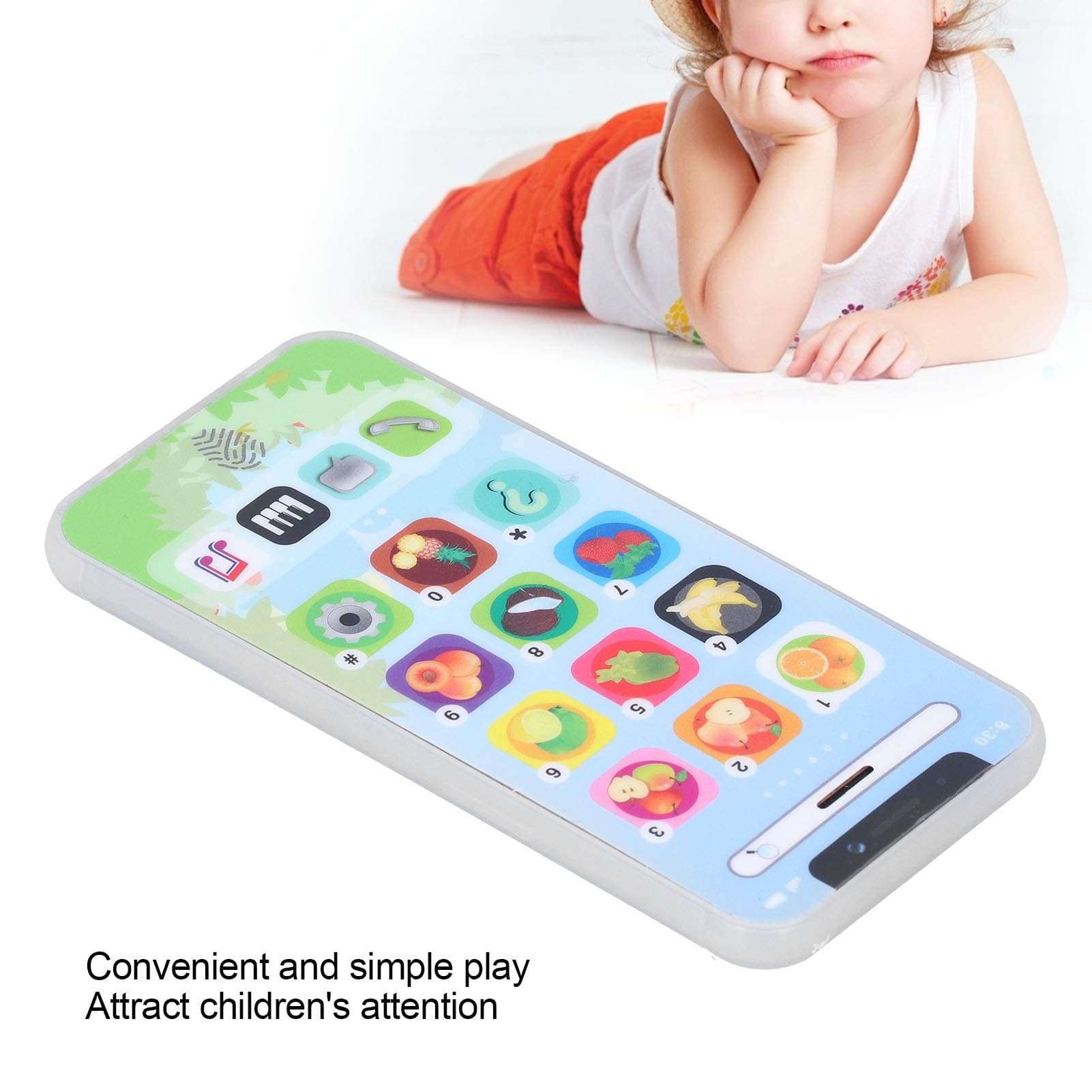 JINDI Simulation Phone Toy, Simple Operation Learning Phone Toy Educational Rechargeable Different Functions for Early Education(Russian Blue) 6