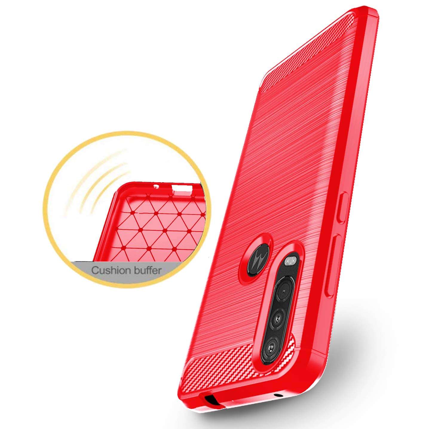 Dzxouui Compatible with Motorola Moto One Action Case,Moto P40 Power case,Protective Phone Cover Shockproof Soft TPU Case for Motorola Moto P40 Power/One Action(DL-Red) 3