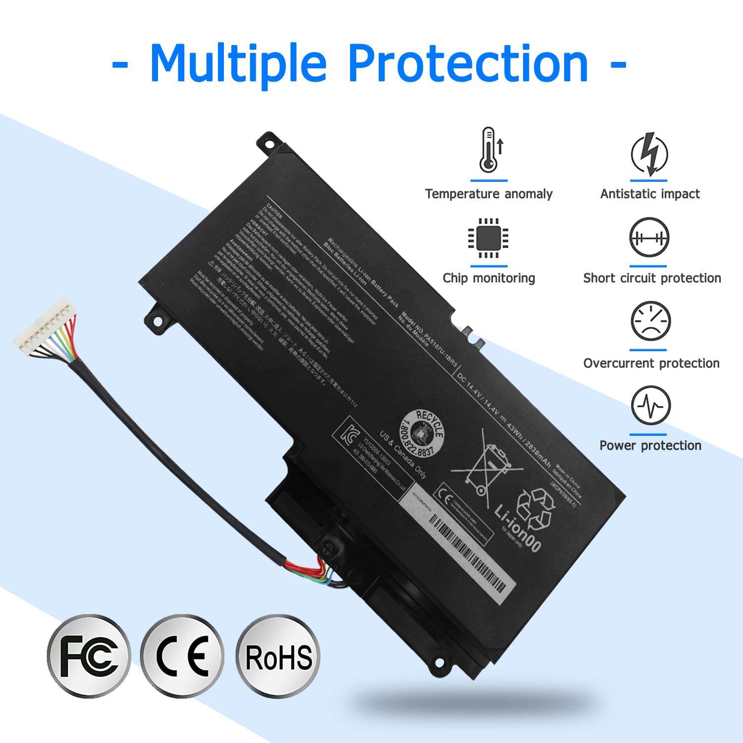 Yongerwy PA5107U-1BRS Laptop Battery for Toshiba Satellite L40d L45 L50 L55a L55d L55 P55 P55t S55 S55t L55-a5226 L55-a5284 L55t-a5290 P55t-a5116 P55t-a5118 P55t-a5202 P55-a5312 S55-a5295 6