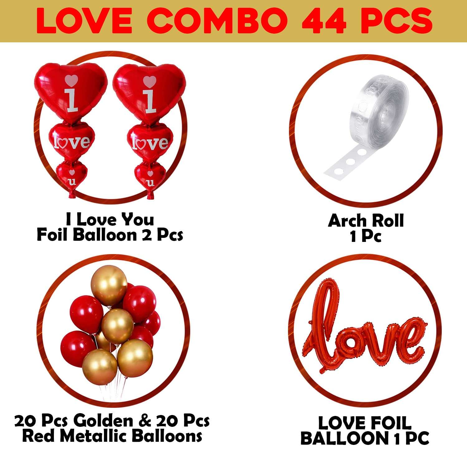 Party Propz Valentine Room Decoration Items - Huge 44pcs Romantic Decorations For Anniversary | Valentine Decoration Items for Room | I Love You Balloons For Decoration | Just Married Decoration 3