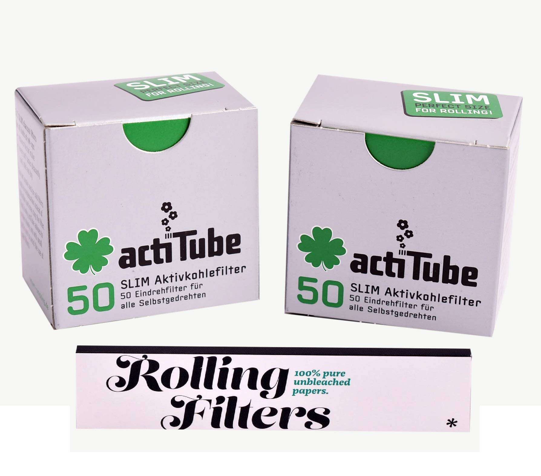 Actitube by Rolling Filters Activated Charcoal Slim Smoking Filter Tips - Pack of 2 (2 x 50 units) 1