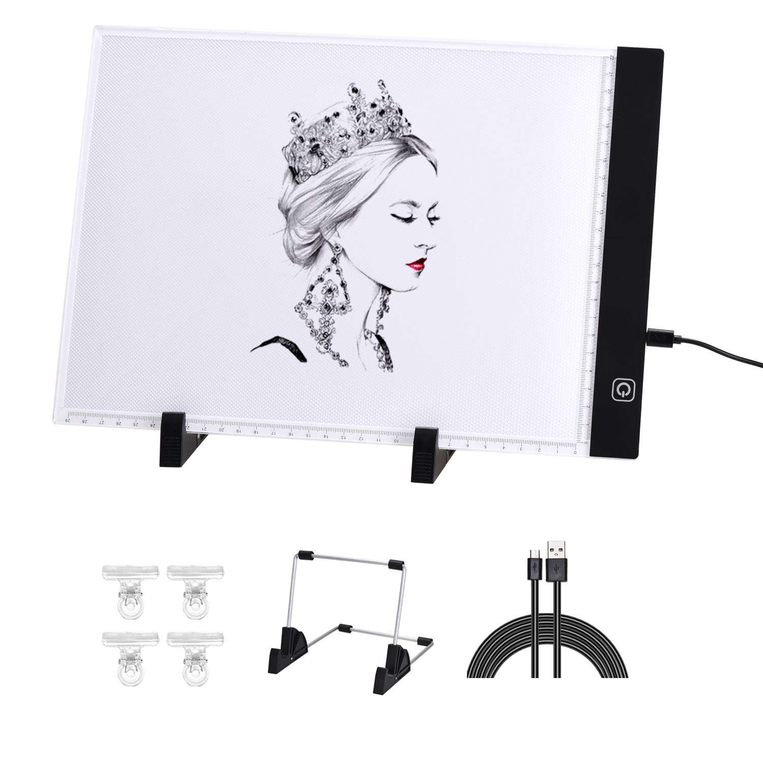 [3 in 1] Light Box for Tracing with Detachable Stand & Clips, Light up Tracing Pad for Diamond Painting, Water Color Paper, Slim Fabric 1