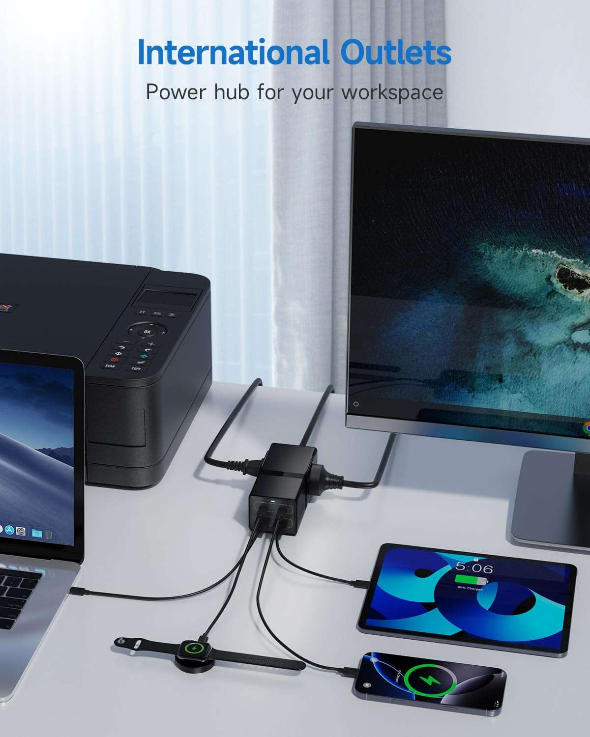 Universal Travel Adapter, VatFott 65W GaN Fast Charger 6-in-1 Power Strip with 2 International Outlets, 2 USB C, 2 USB Ports, 6ft Extension Cord, 110-240v, Power Adapter for Travel Essentials Black 3