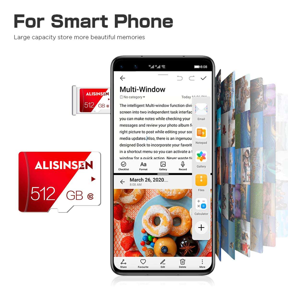 Micro SD Card 512GB Class 10 SD Memory Card 512GB TF Card 512GB High Speed Full HD Video with a SD Card Adapter for PC/Smart-Phone/Bluetooth Speaker/Tablet 5