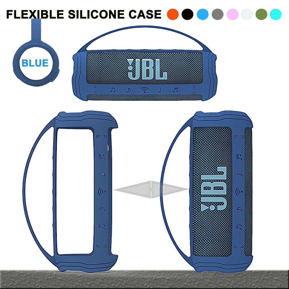 Silicone Cover Case for JBL Flip 6 Portable Bluetooth Speaker, Protective Carrying Case for JBL Flip 6 Speaker Accessories (Only Case) (Blue Case) 4
