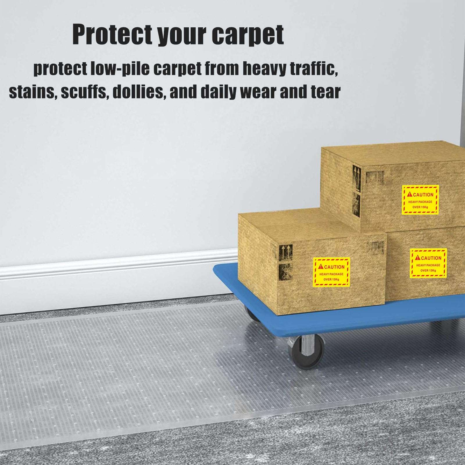 Clear Vinyl Carpet Protector 27”x 6’, Washable Rug Protector for Low Pile, Floor Protector Mat with Spiked Backing, Non Slip Waterproof & Washable, Plastic Runners to Protect Carpet YADI 4