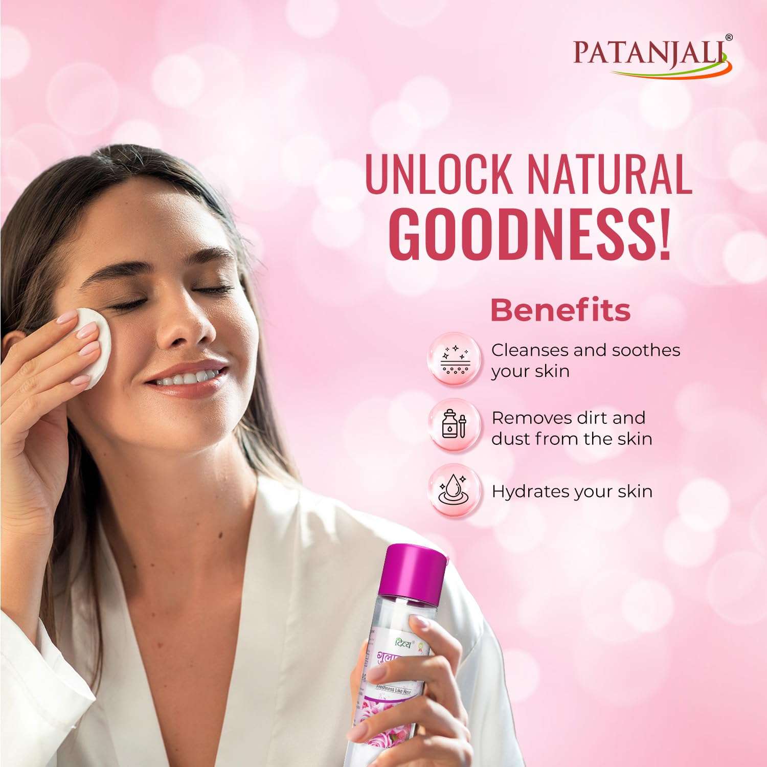Patanjali Divya Gulab Jal, Rose Water for Skin Care, Facial Toner, Hydrating Rose Essence 120ml (Pack of 8) 3