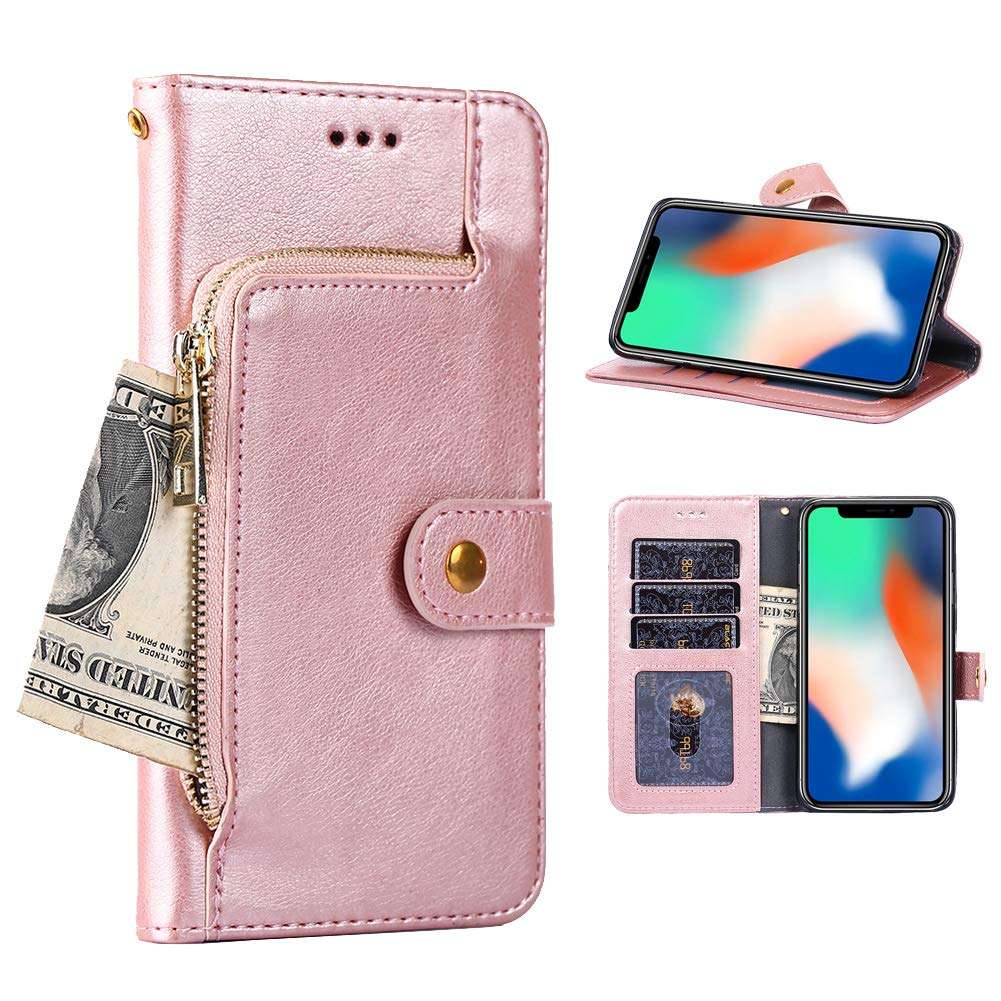 Asuwish Oneplus 5T Case Wallet for Women Girl Oneplus5T Oneplus5tcase Phone Cases with Card Holder Stand Full Body Purse Hybrid A5010 One Plus5T 1 Plus 1plus 1+ 1+5T Leather Flip Cover Pink Rose Gold 1