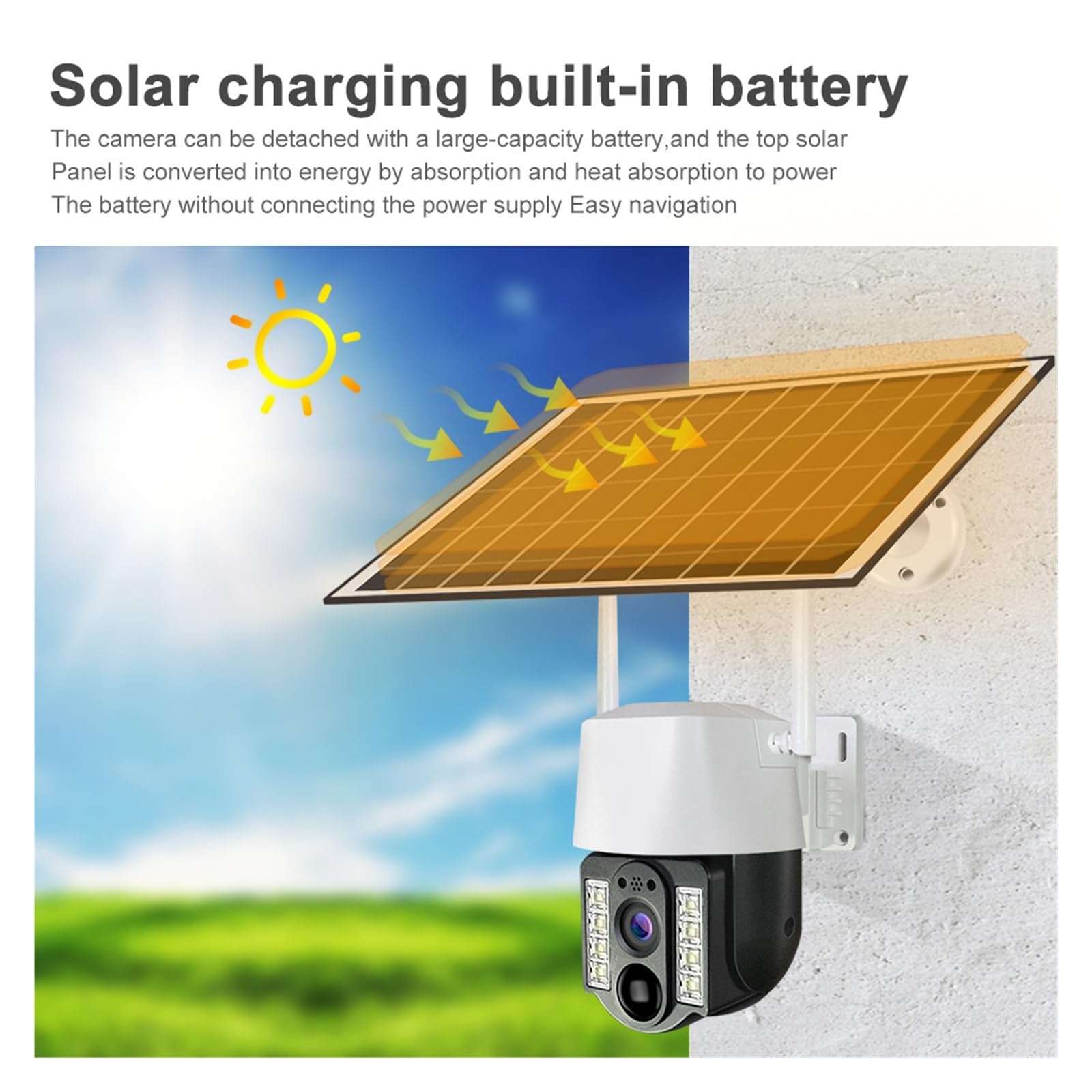 QDVOPHZA WiFi Solar Camera 4K 4MP 1080P HF IP Outdoor Dual Lens Wireless Camara Waterproof Home Security Protection V380 PRO CCTV Camera(WiFi Camera 128GB) 4