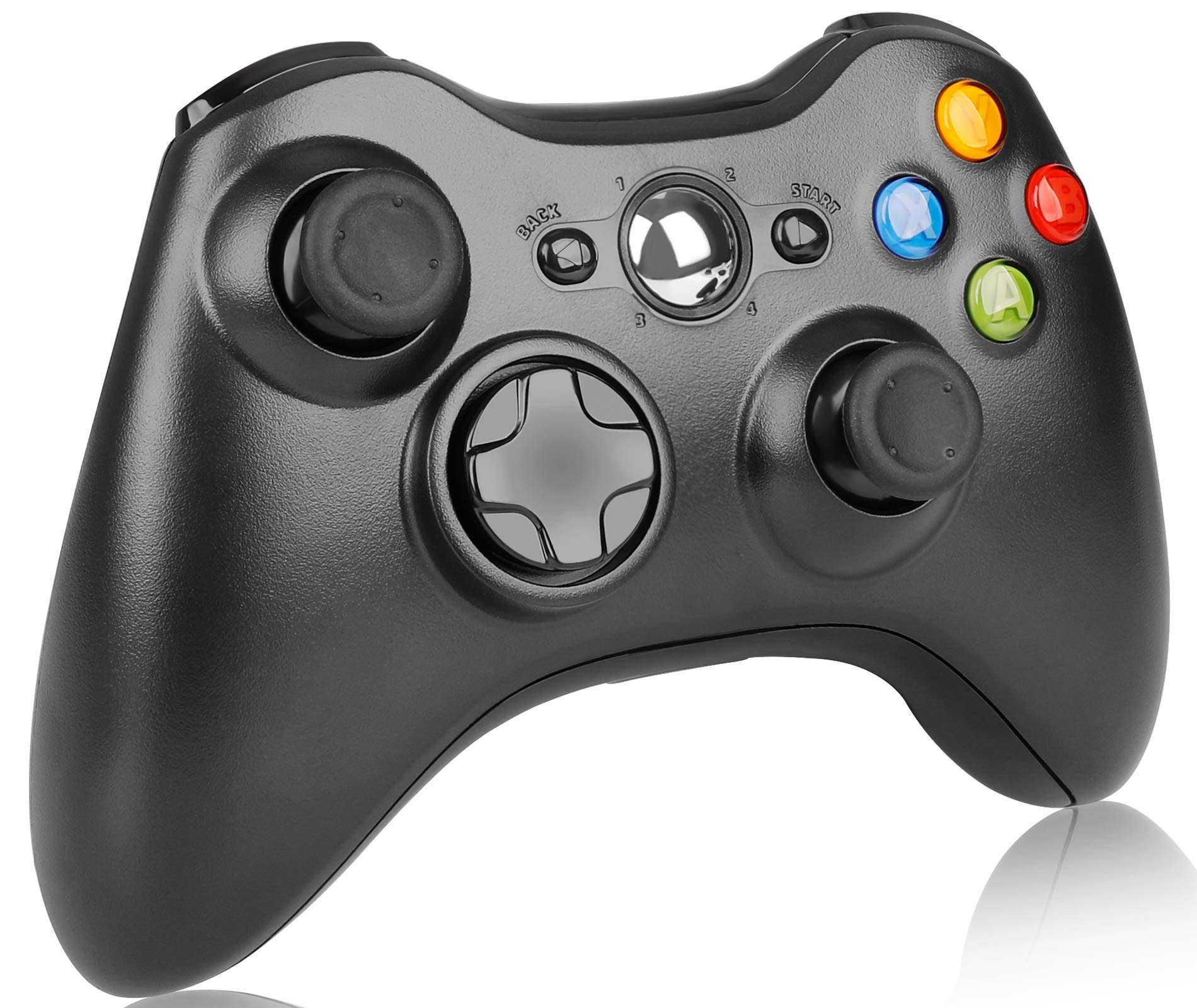 Y-Team Wireless Controller for Xbox 360, 2.4GHz Game Controller Joystick Remote Wireless Gamepad for Xbox 360/Xbox 360 Slim/PC/Windows 7 8 10 with Dual Vibration (Black) 1