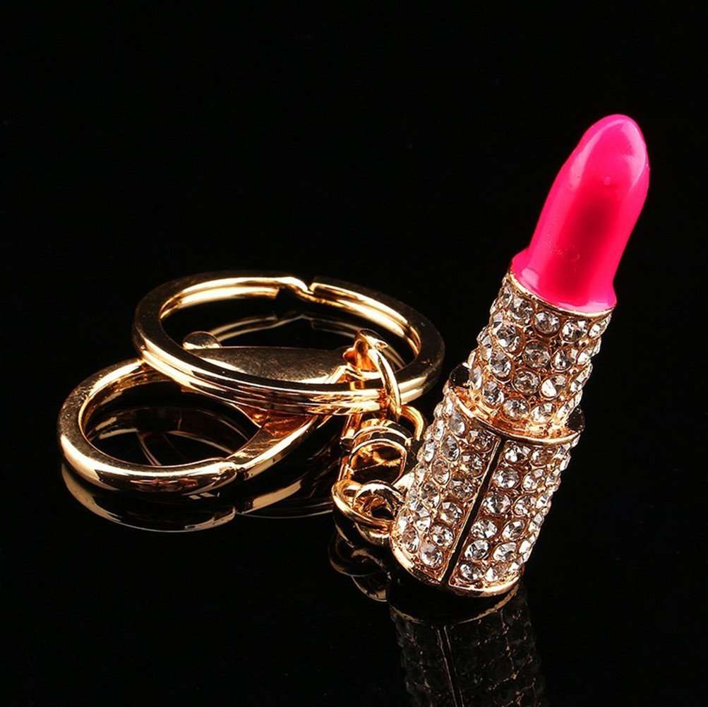 QTMY Cute Mini Lipstick Keychain for Women,Keyring Bag Charm Pendant for Girl Woman Lady 6