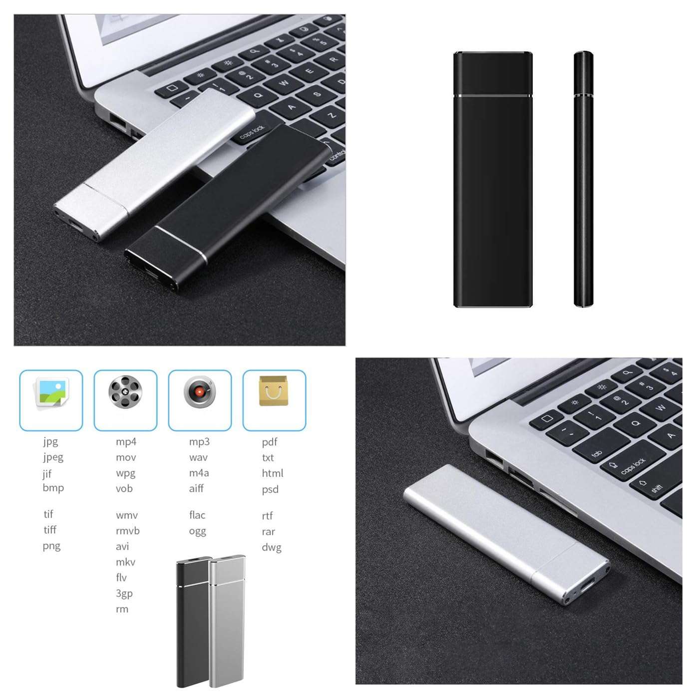 Portable External SSD, Type-C External Hard Drive USB 3.1 SSD External Hard Drive, Solid State Drives for PC/Laptop/MacBook (Silver, 2.0, TB) 3