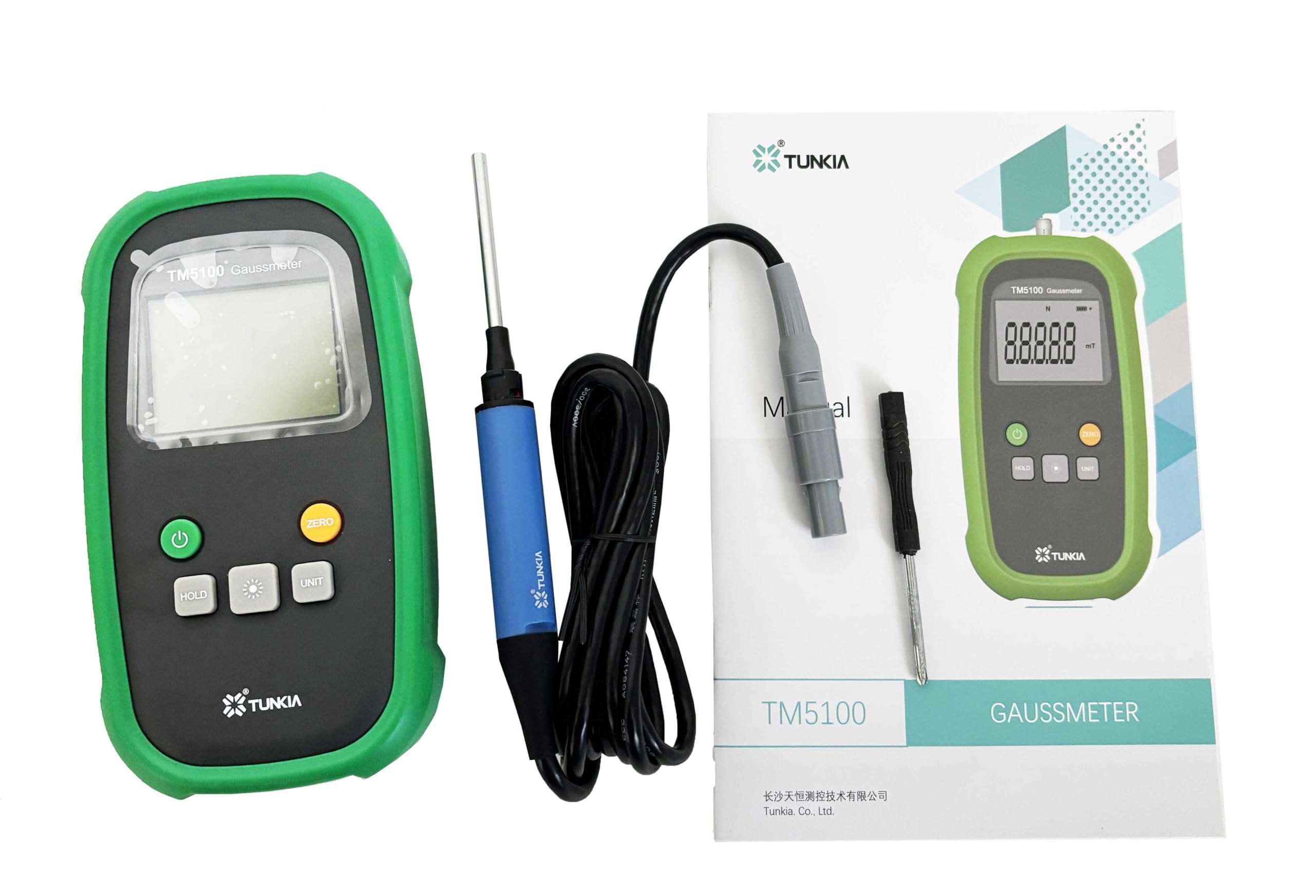 HFBTE Digital Gaussmeter Teslameter Tesla Tester Surface Magnetic Field Tester Meter with Axial Probe Range 200 mT To 2000 mT Accuracy ±1% One-key Unit Switching USB Interface 1