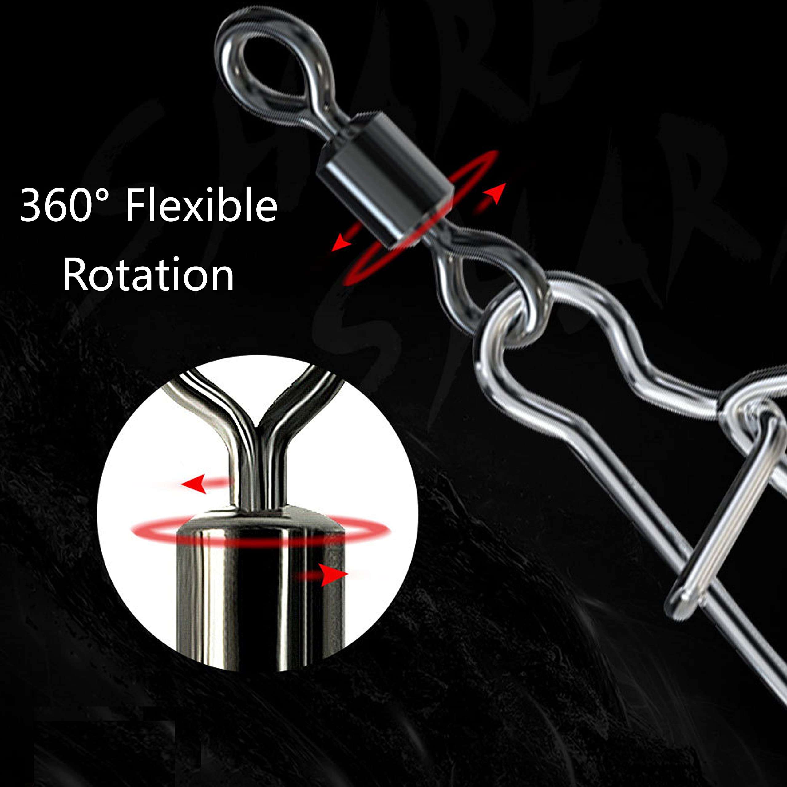 CRAZY SHARK 50 Pcs Fishing Barrel Swivel with Safety Snap Interlock Snaps, Stainless Steel Solid Fishing Swivel Snaps for Quick Connecter Fishing Rig Accessories 4