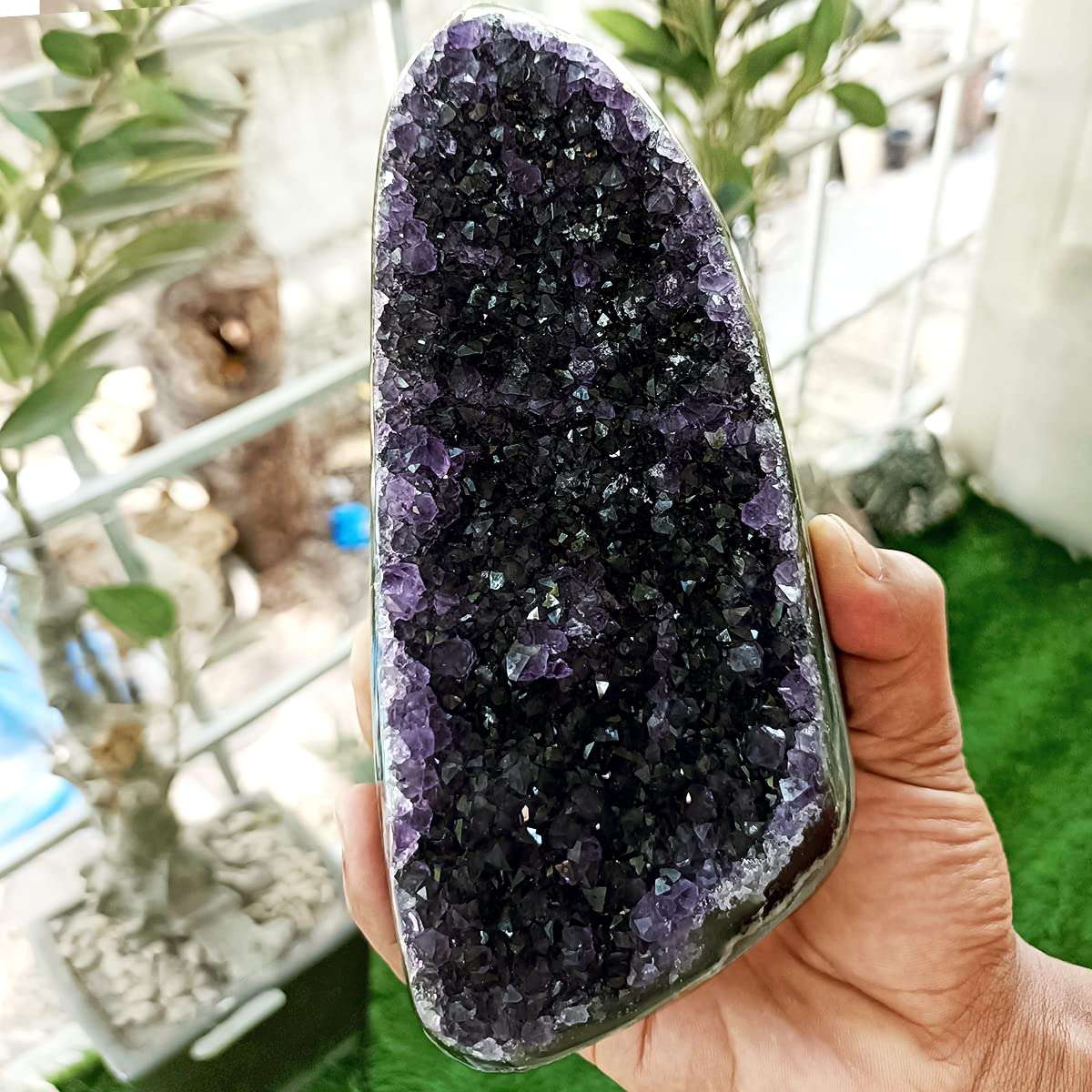 9Dzine Amethyst Cluster Geode From Uruguay Amethyst Cluster Gemstone Cave Deep Purple Amethyst Raw Cluster from Uruguay Quartz Geode Stones for Reiki Healing Vastu Correction 1450-1600 Gm 5